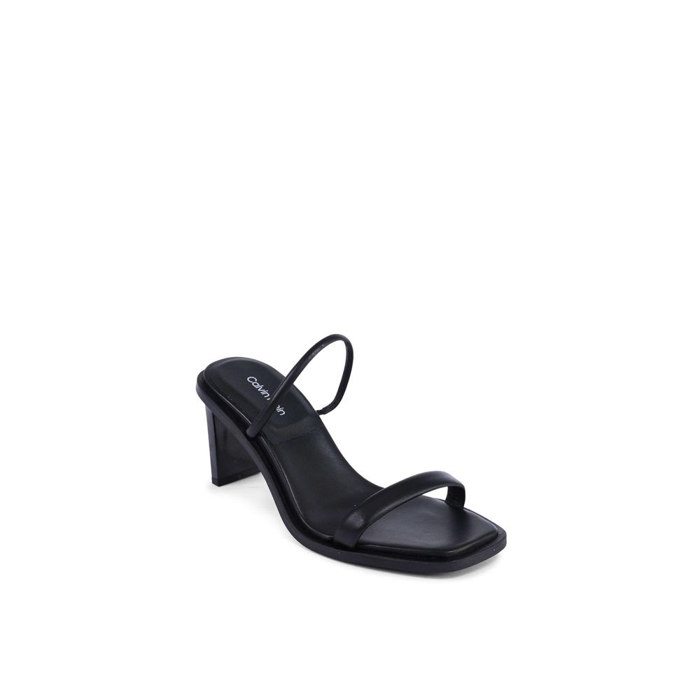 Calvin Klein Black Leather Stiletto Heel Sandals