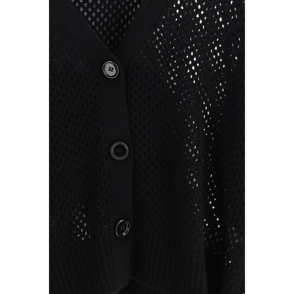 Allude Black Fleece Wool Cardigan