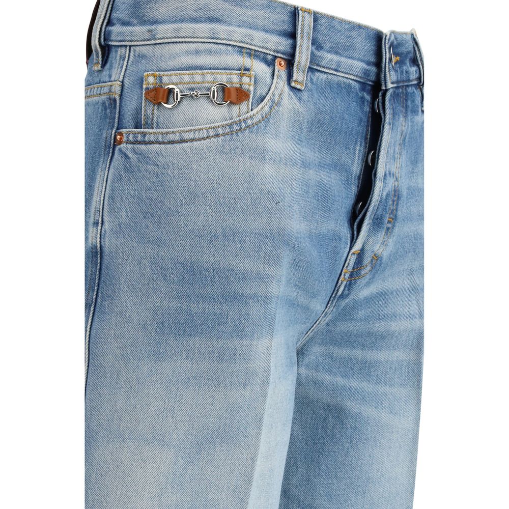 Gucci Light Blue Cotton Flared Jeans