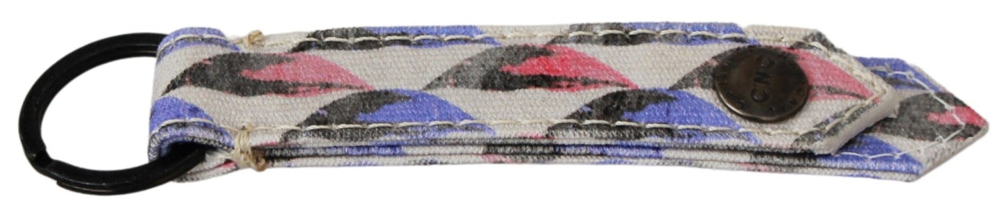 Costume National White Ring Branded Textile  Keychain