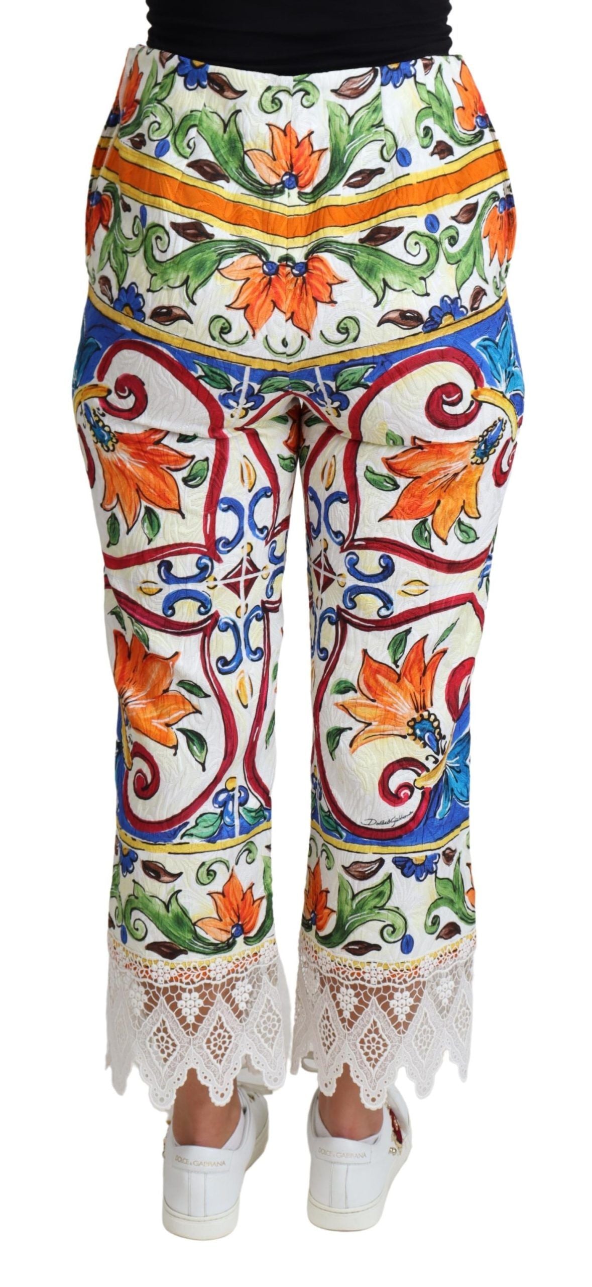 Dolce & Gabbana Multicolor Majolica Print Trouser Cotton Pants