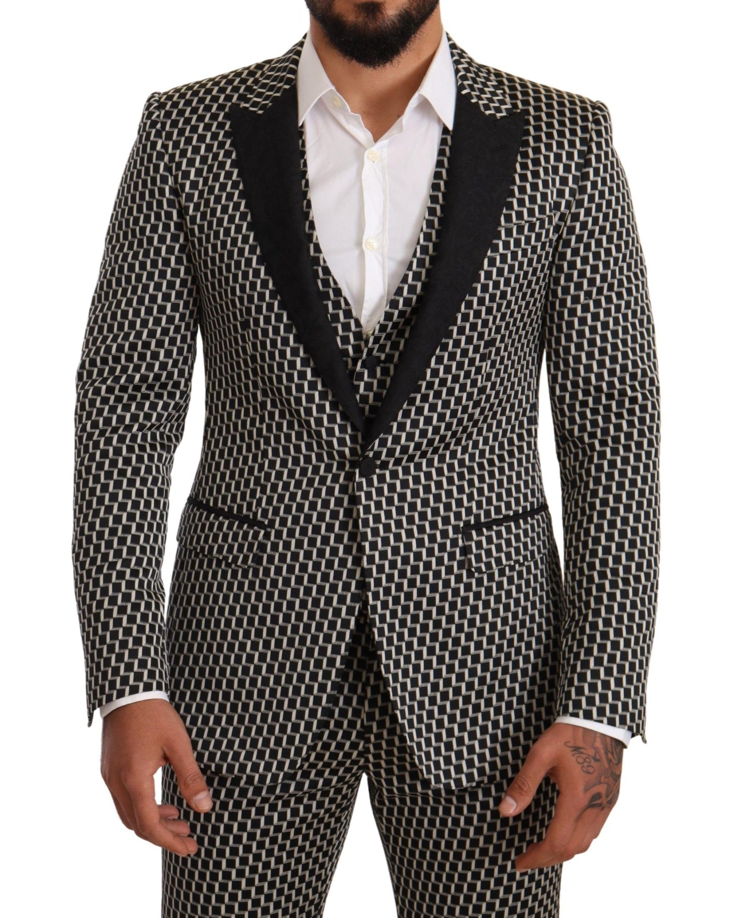 Dolce & Gabbana Black White Check 3 Piece Set MARTINI Suit