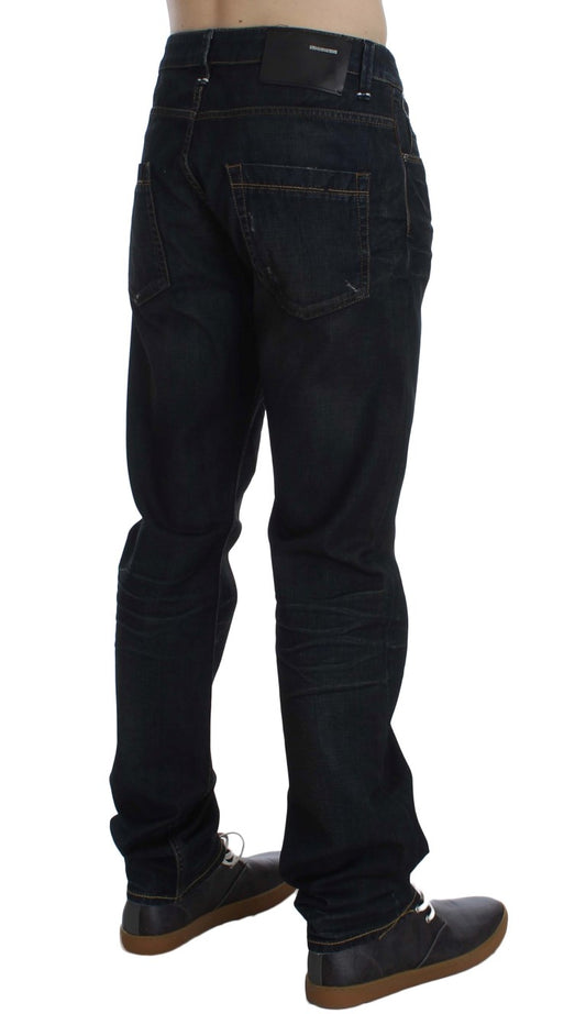 Acht Blue Wash Cotton Denim Straight Fit Jeans