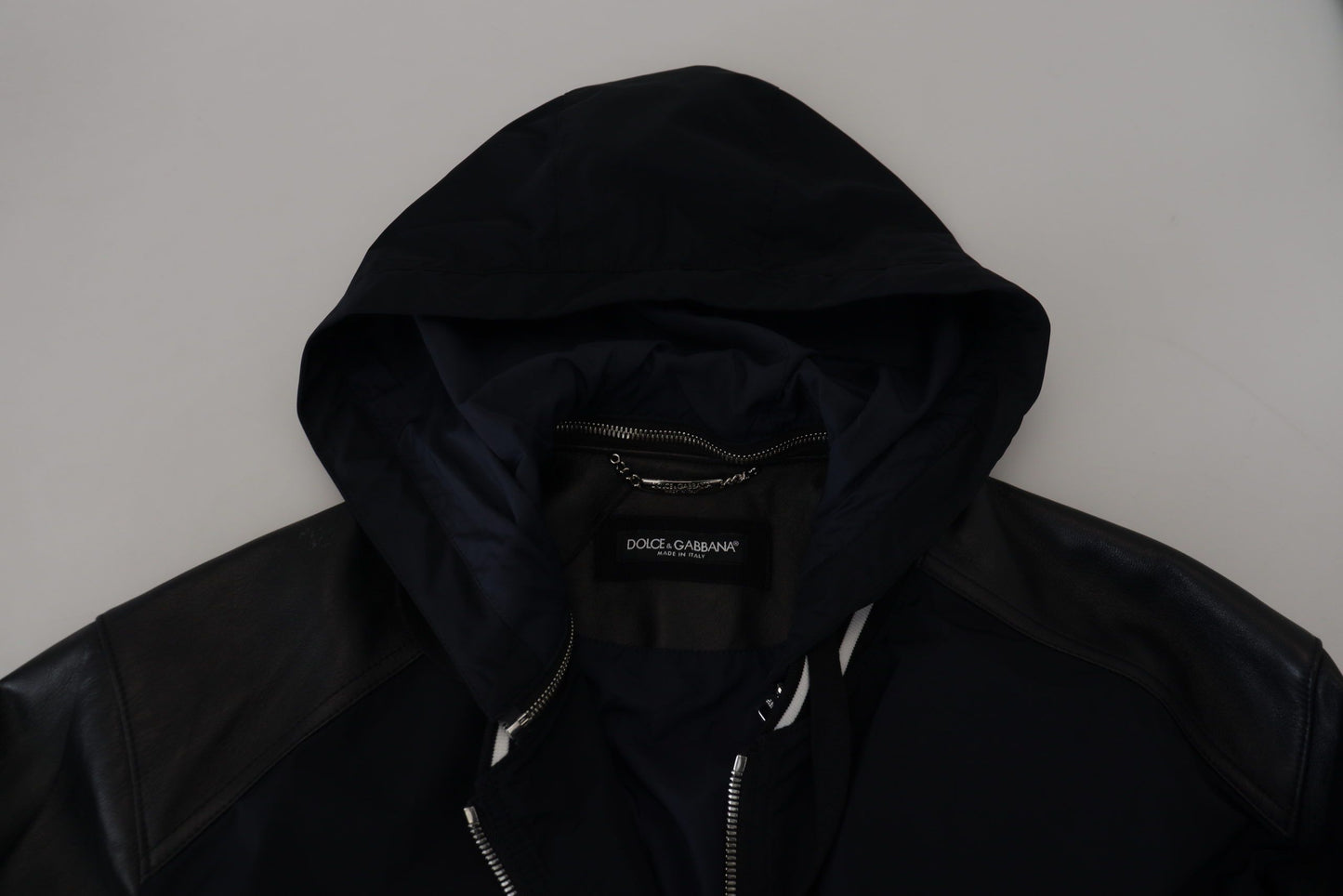 Dolce & Gabbana Black Polyester Hooded Blouson Coat Jacket