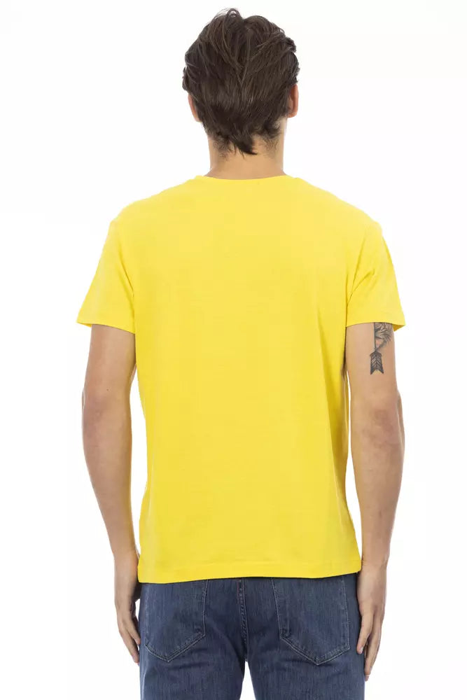 Trussardi Action Yellow Cotton Men V-Neck T-Shirt