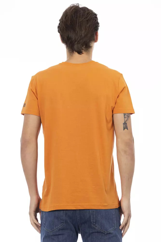 Trussardi Action Orange Cotton Men's V-Neck T-Shirt
