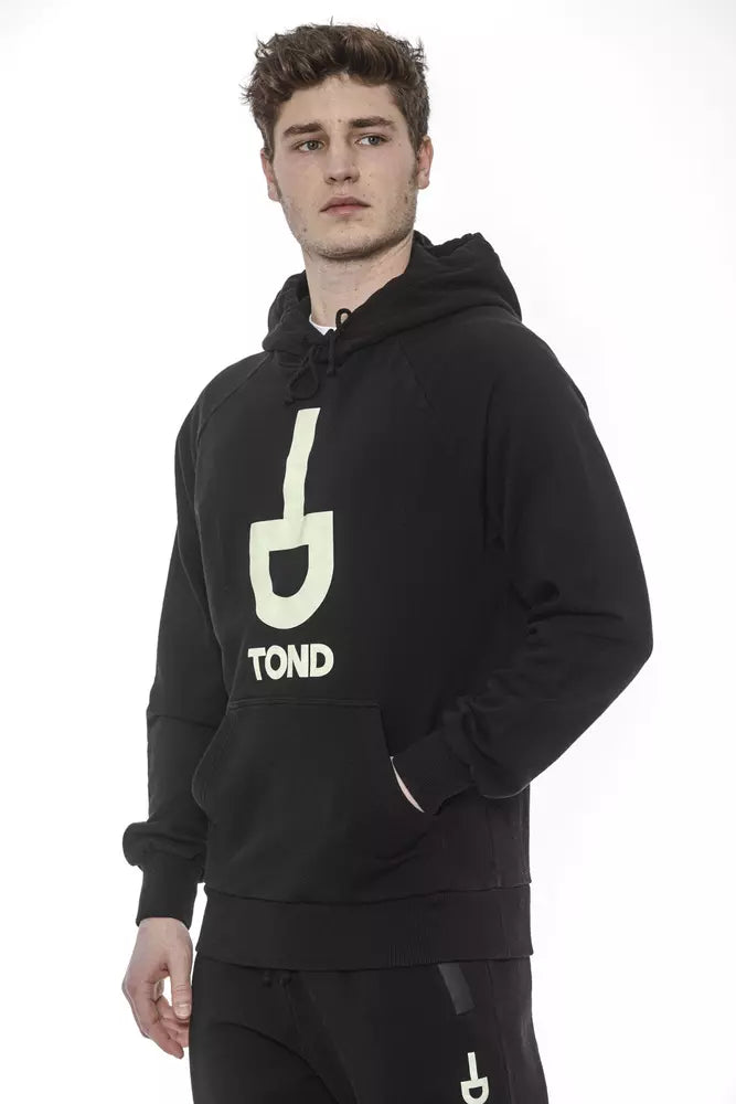 Tond Black Cotton Men Sweater with Hood