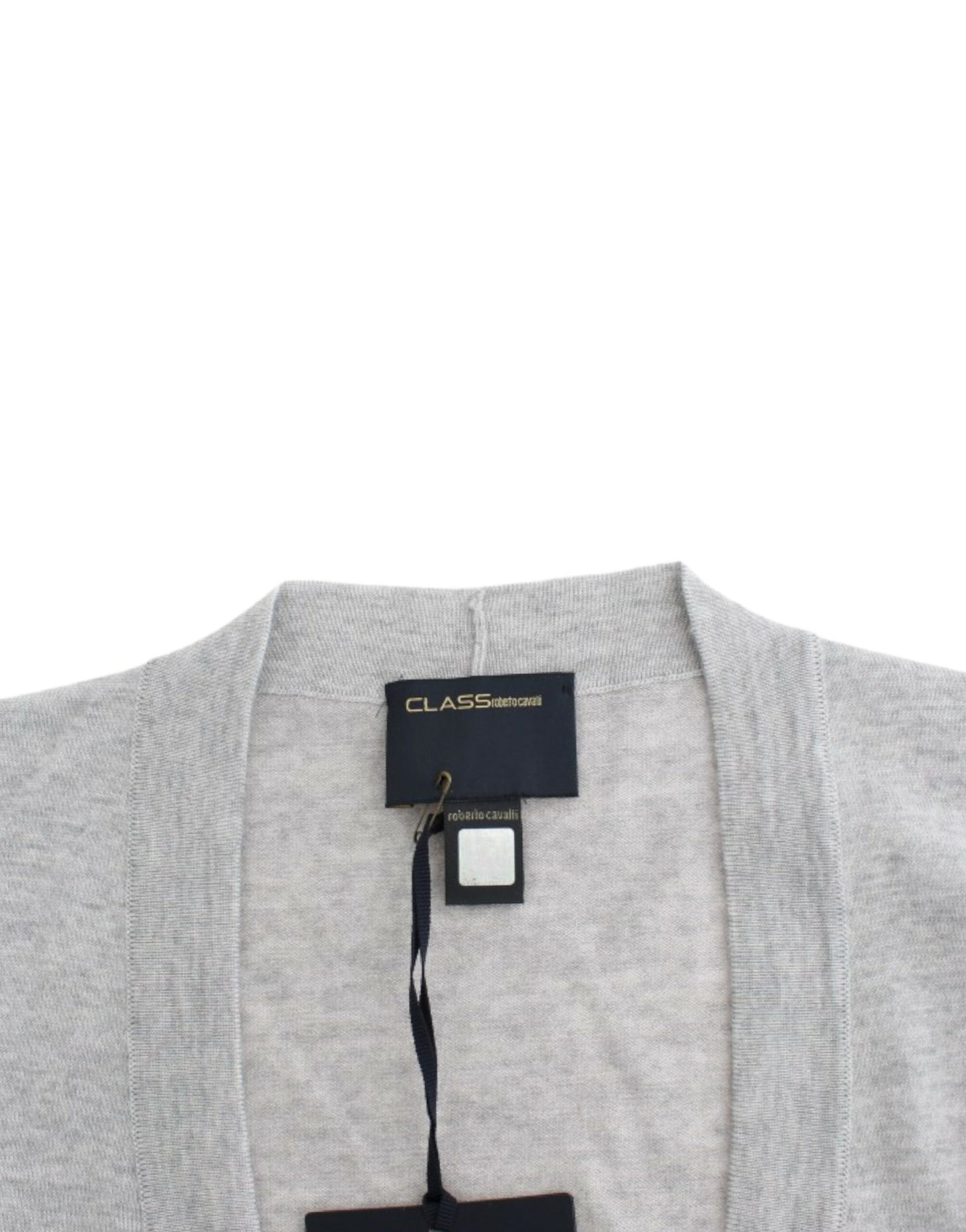 Cavalli Gray cropped wool cardigan