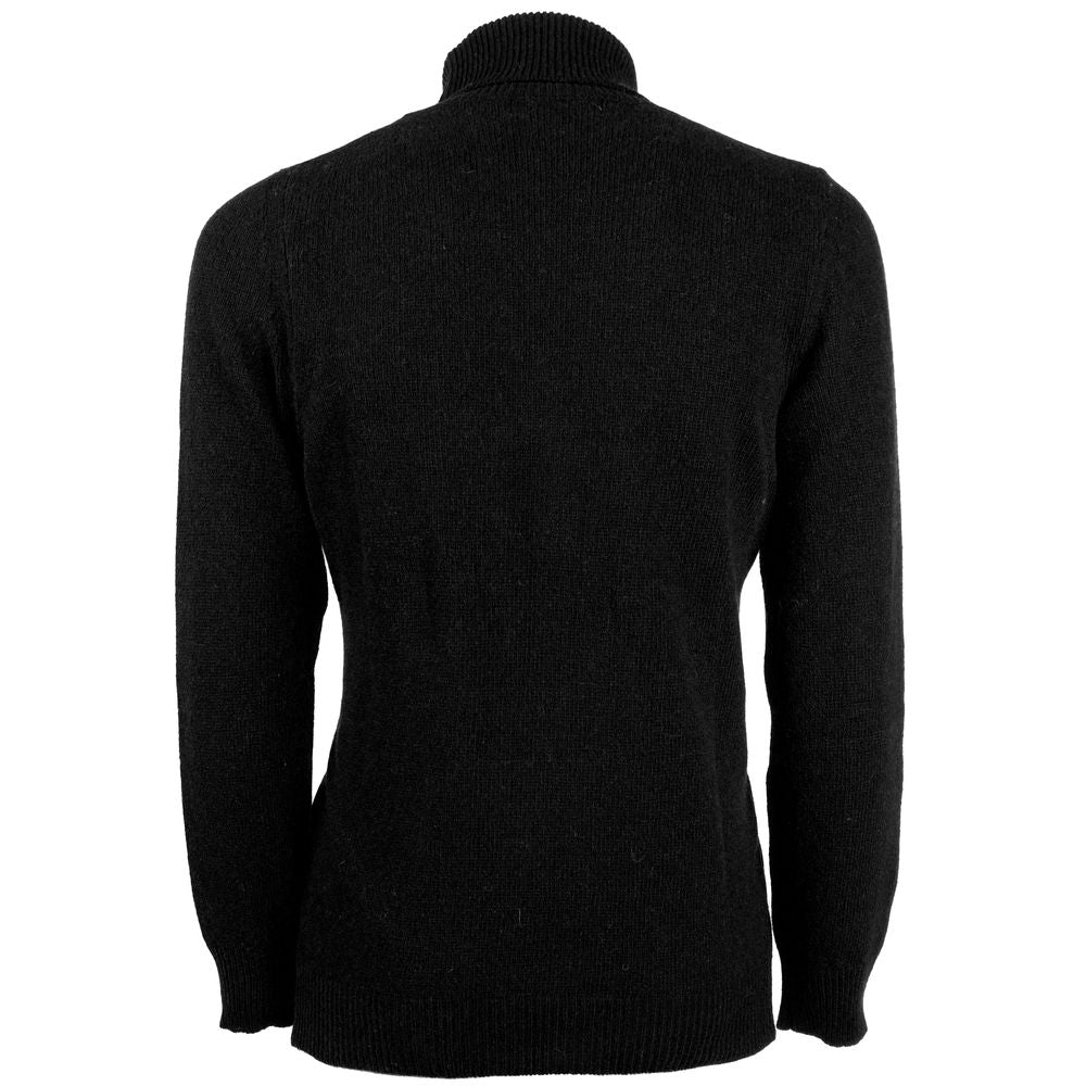 Emilio Romanelli Black Cashmere Men Turtleneck Sweater