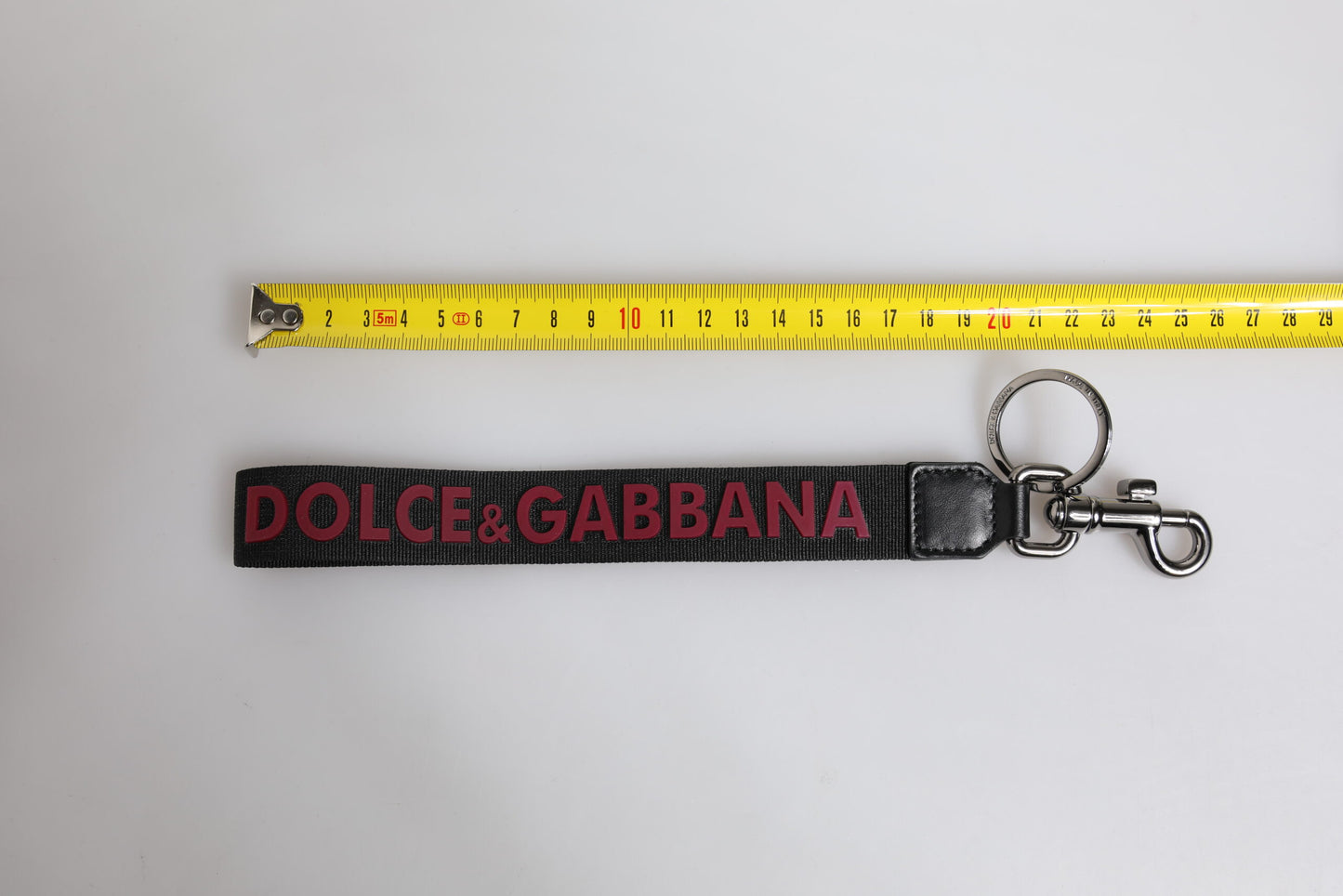 Dolce & Gabbana Black Logo Nylon Silver Brass Men Holder Keychain Keyring