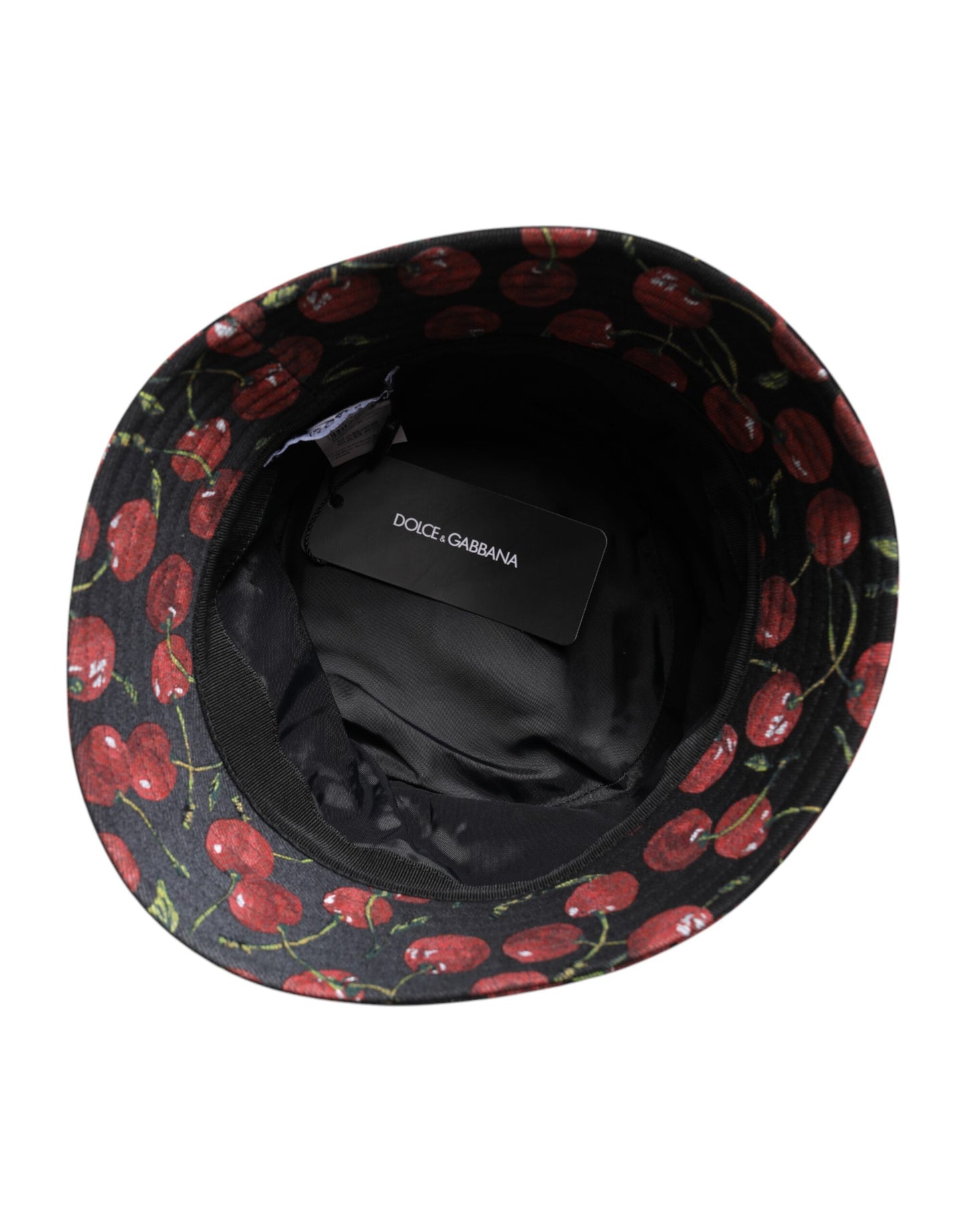 Dolce & Gabbana Black Cotton Printed Wide Brim Bucket Hat