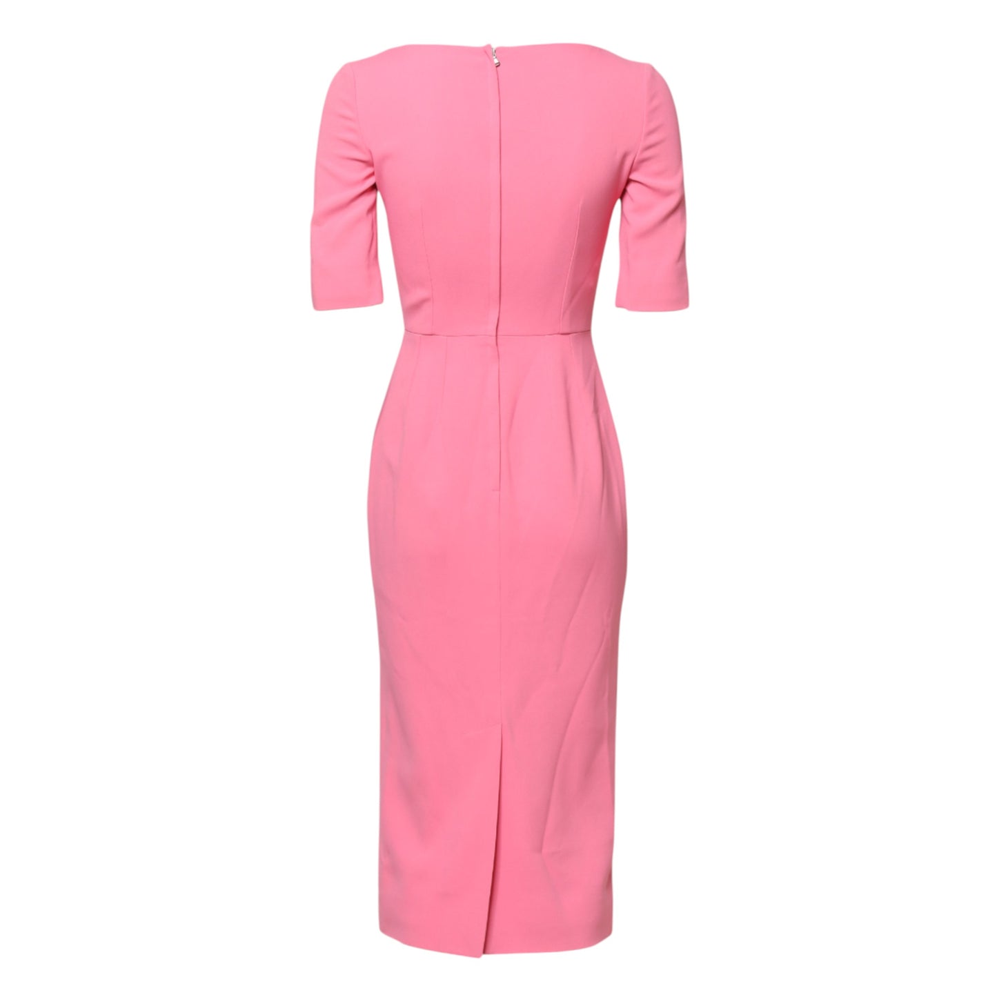 Dolce & Gabbana Pink Viscose Short Sleeve Sheath Midi Dress