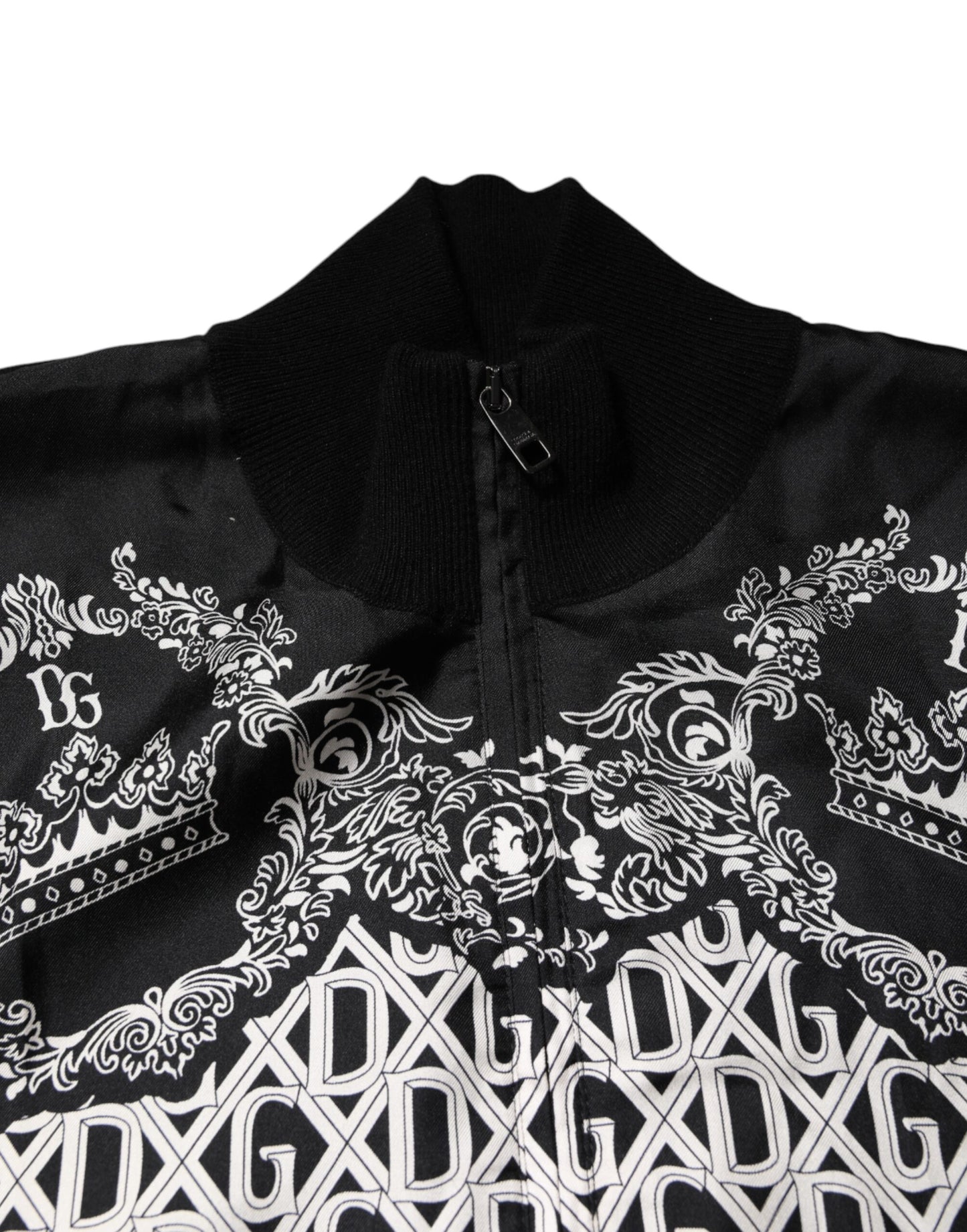 Dolce & Gabbana Black White Bandana Print Full Zip Sweater