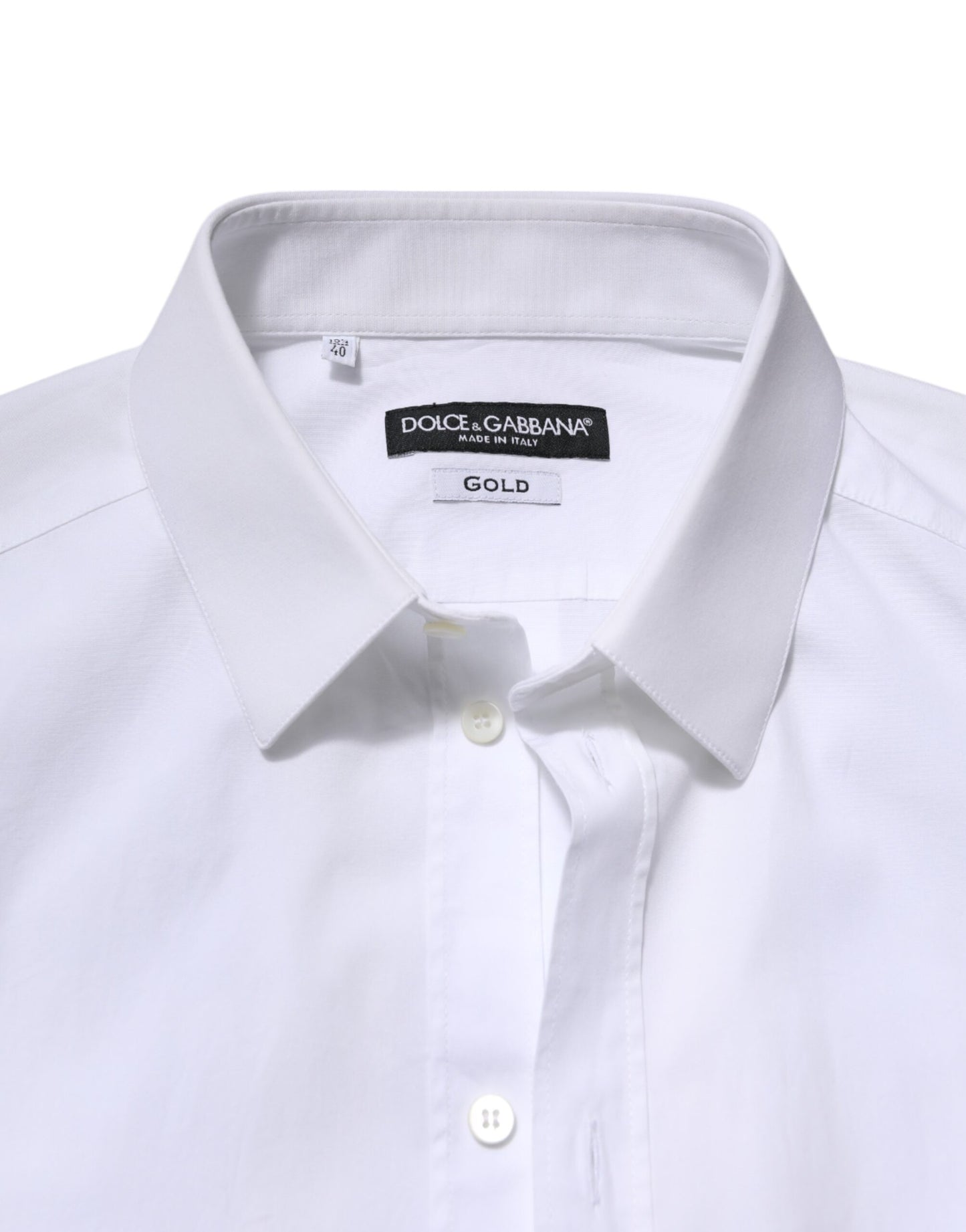 Dolce & Gabbana White GOLD Long Sleeve Dress Formal Shirt