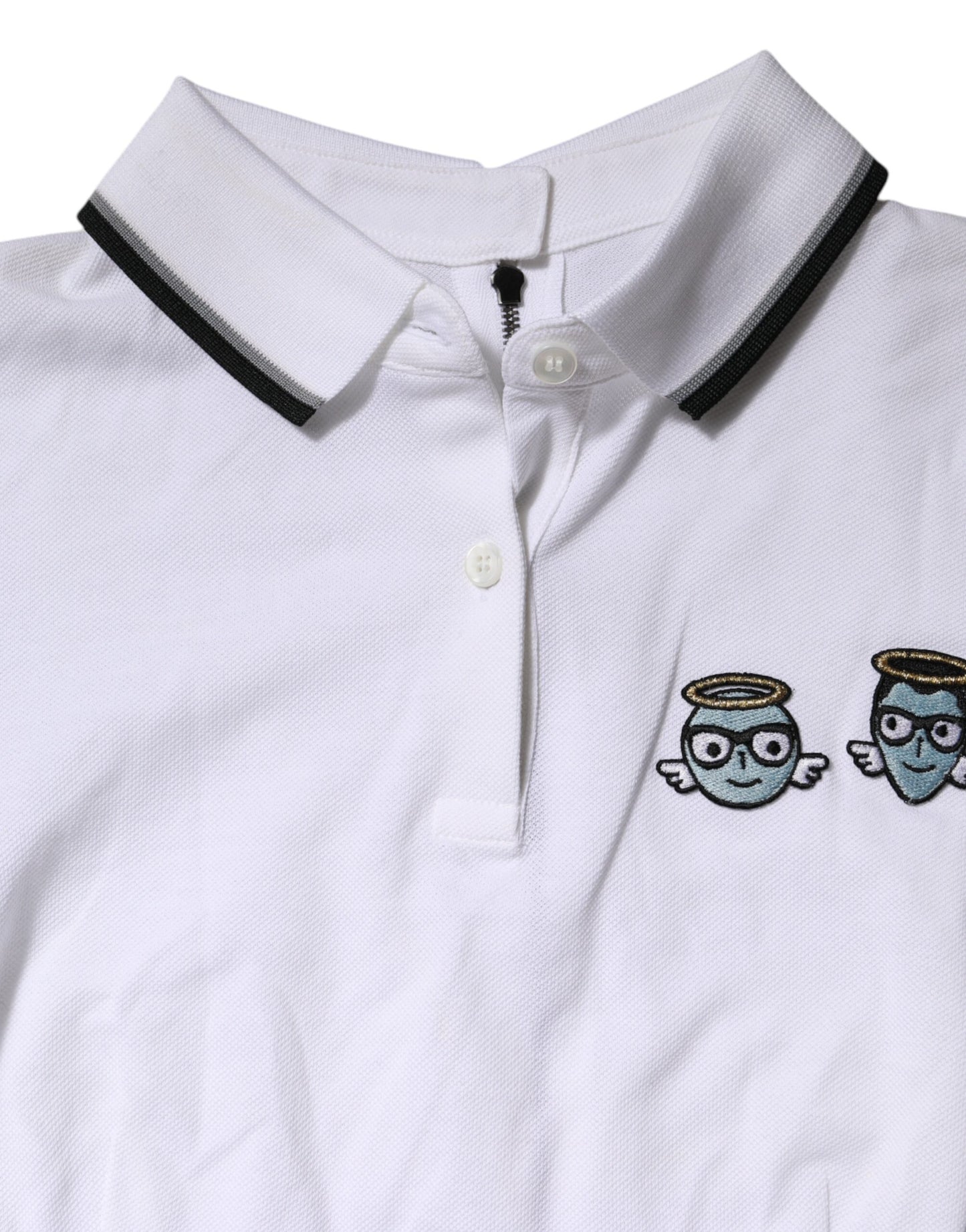 Dolce & Gabbana White Cotton Short Sleeves Collared Polo Top