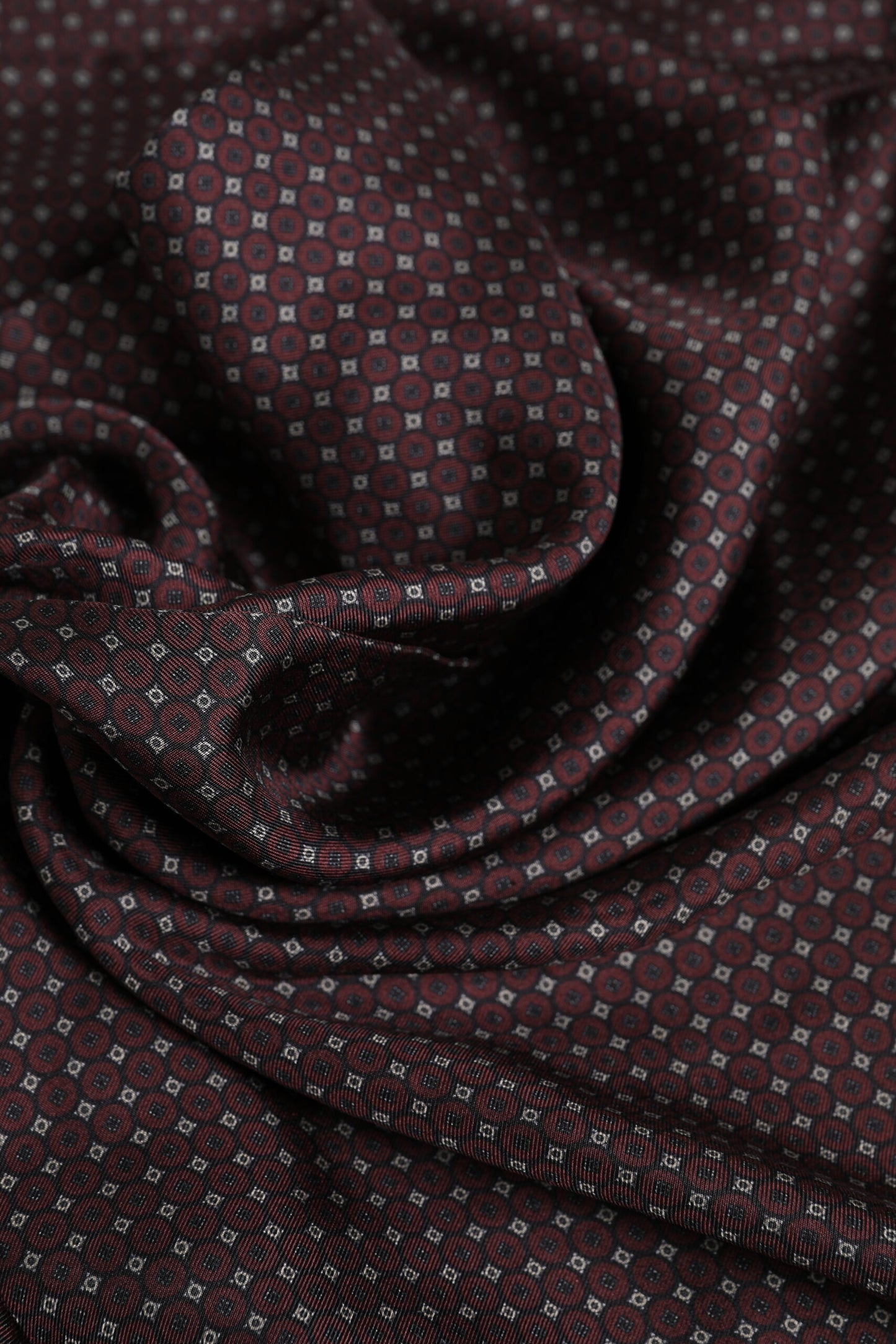 Dolce & Gabbana Maroon Dotted Silk Fringes Foulard Scarf