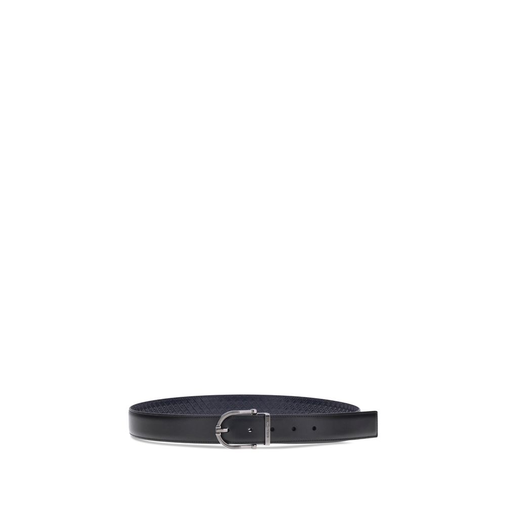 Ferragamo Black Calf Leather Bos Taurus Belt