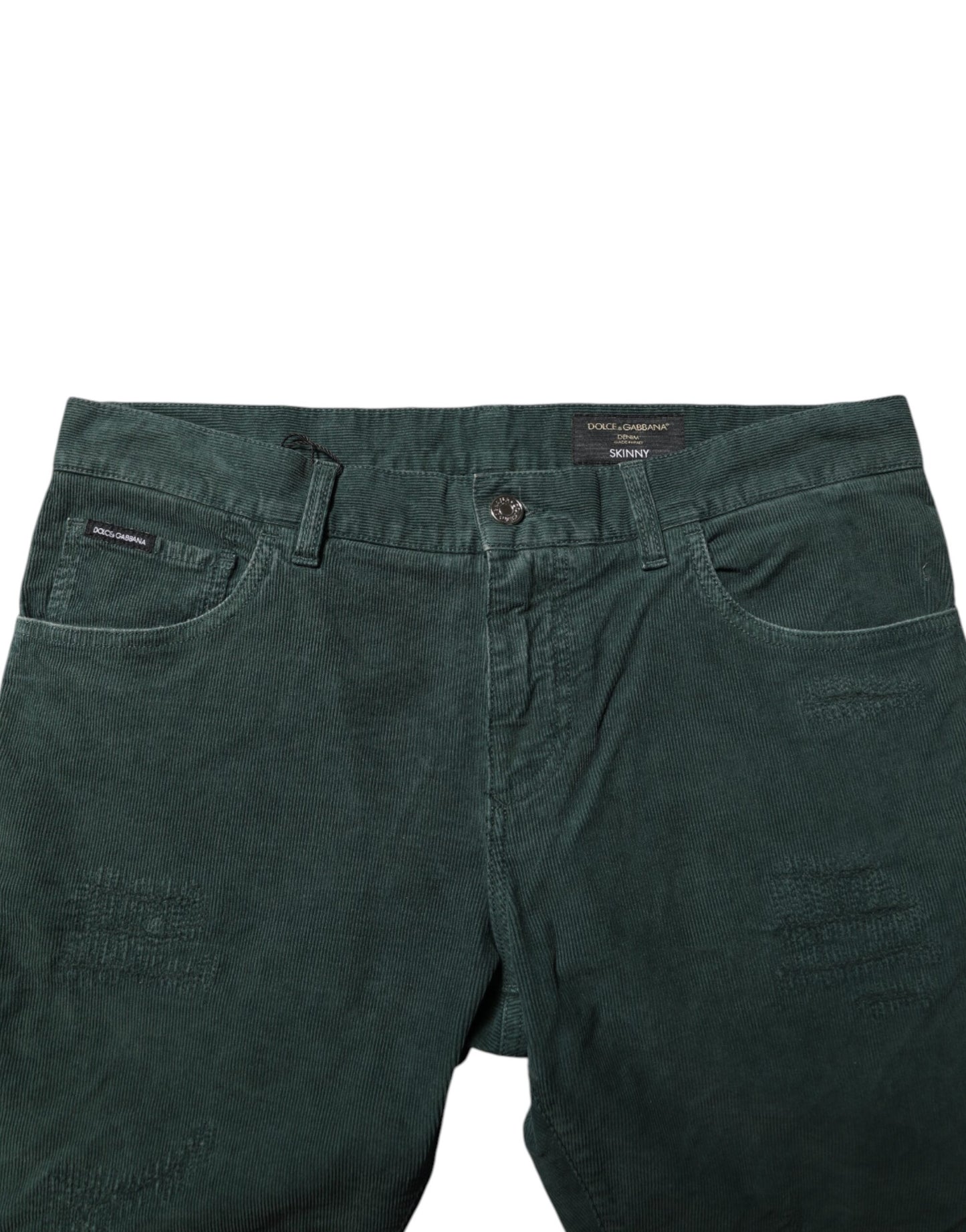 Dolce & Gabbana Green Cotton Corduroy Skinny Pants
