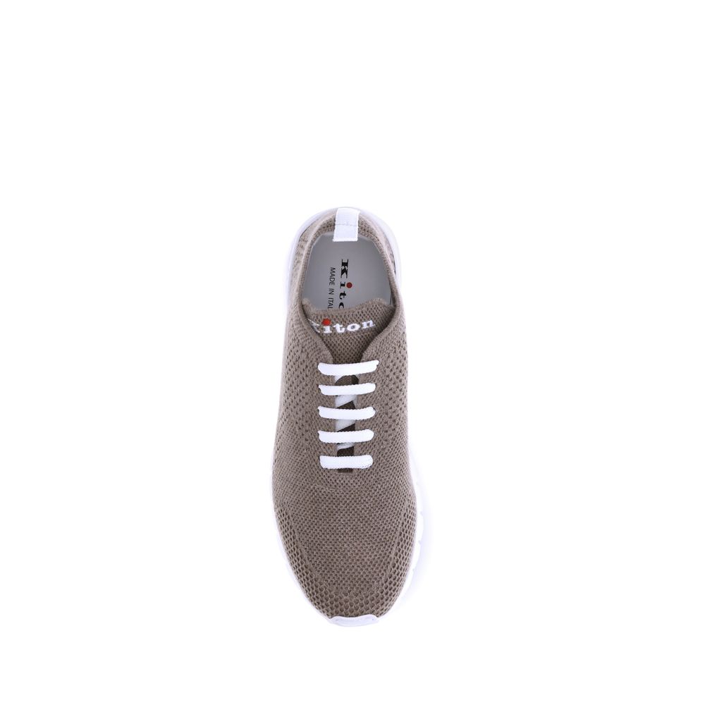 Kiton Brown Cotton Athletic Sneakers