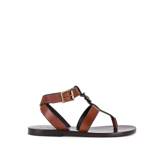 Saint Laurent Brown Calfskin Flip-Flop Sandals