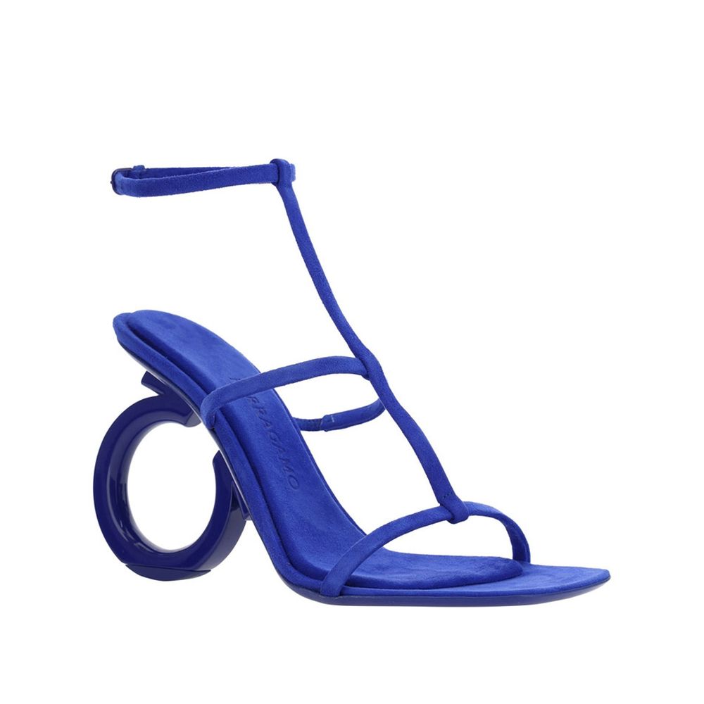 Salvatore Ferragamo Blue Calfskin Strap-On Sandals