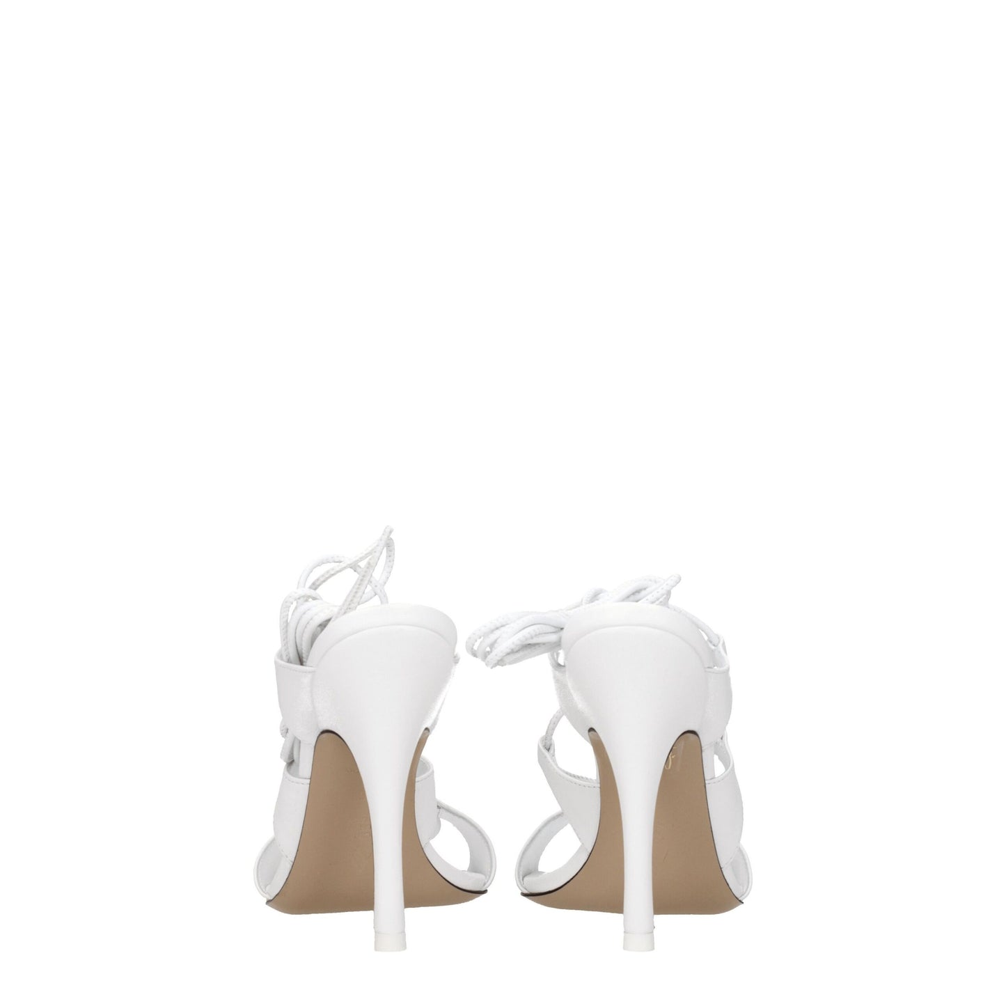 The Attico White Leather Stiletto Heel Sandals