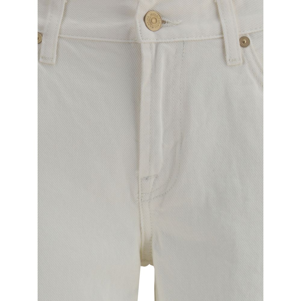 7FOR Cream Cotton Flared Jeans