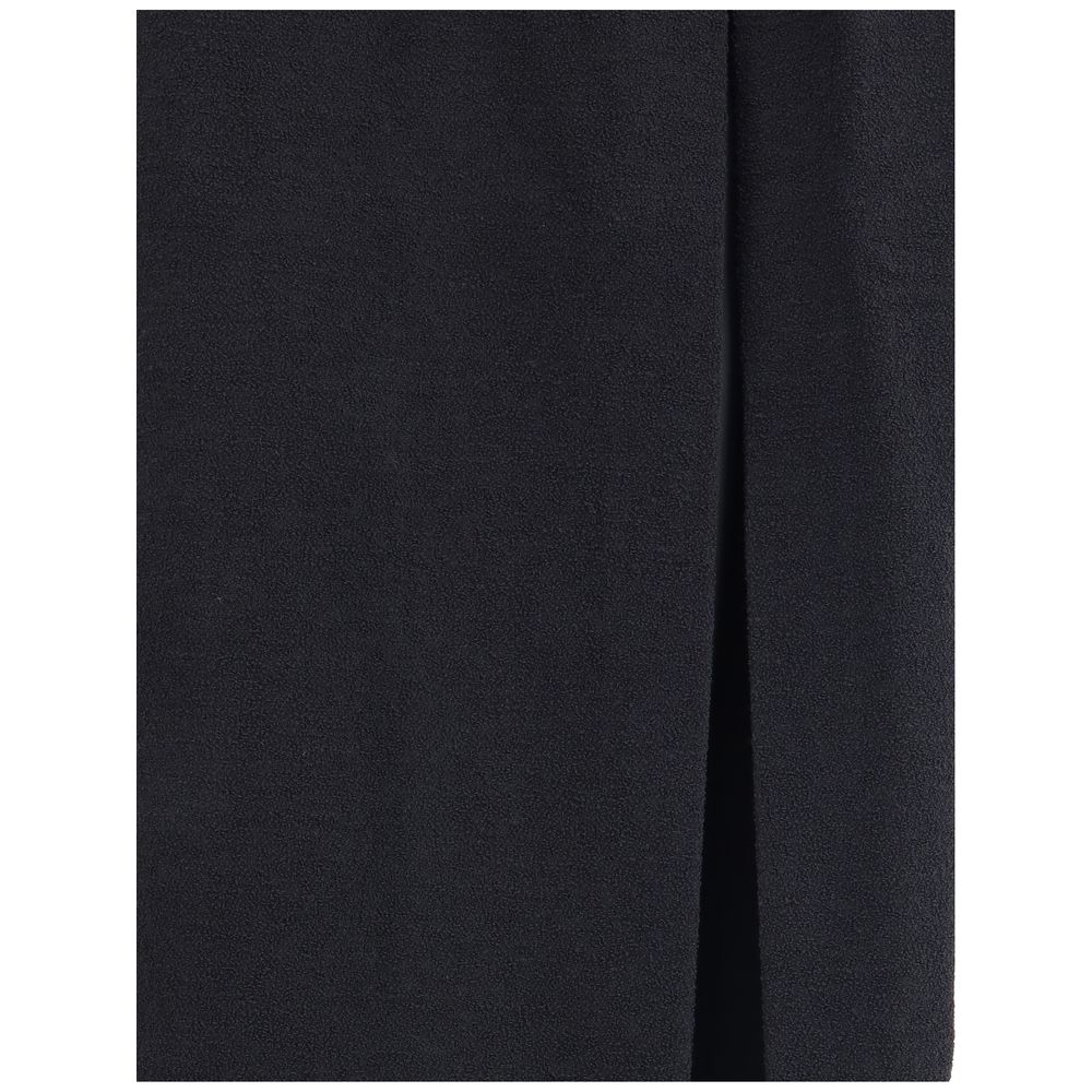 Alessandra Rich Black Fleece Wool Long Skirt