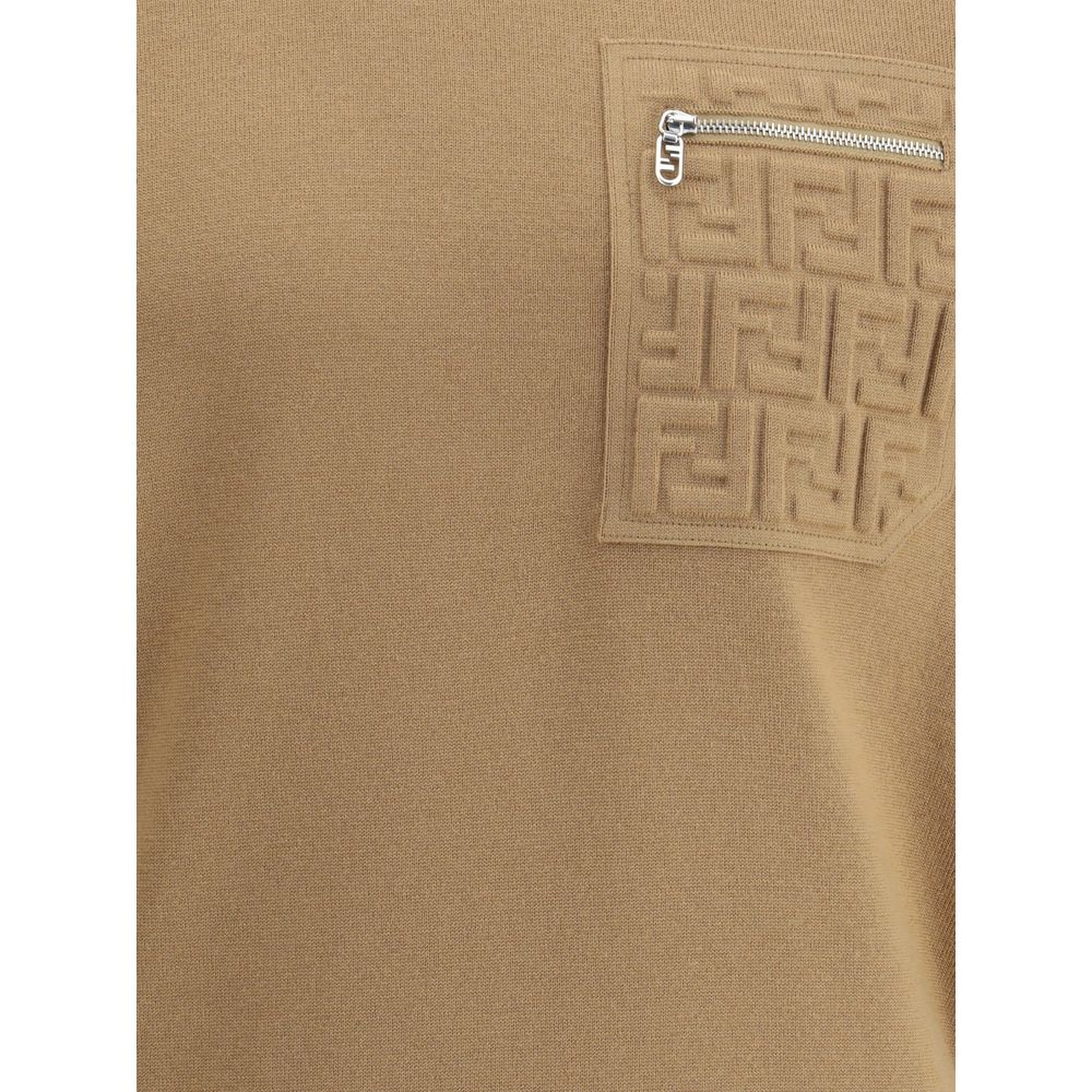 Fendi Beige Fleece Wool Sweatshirt