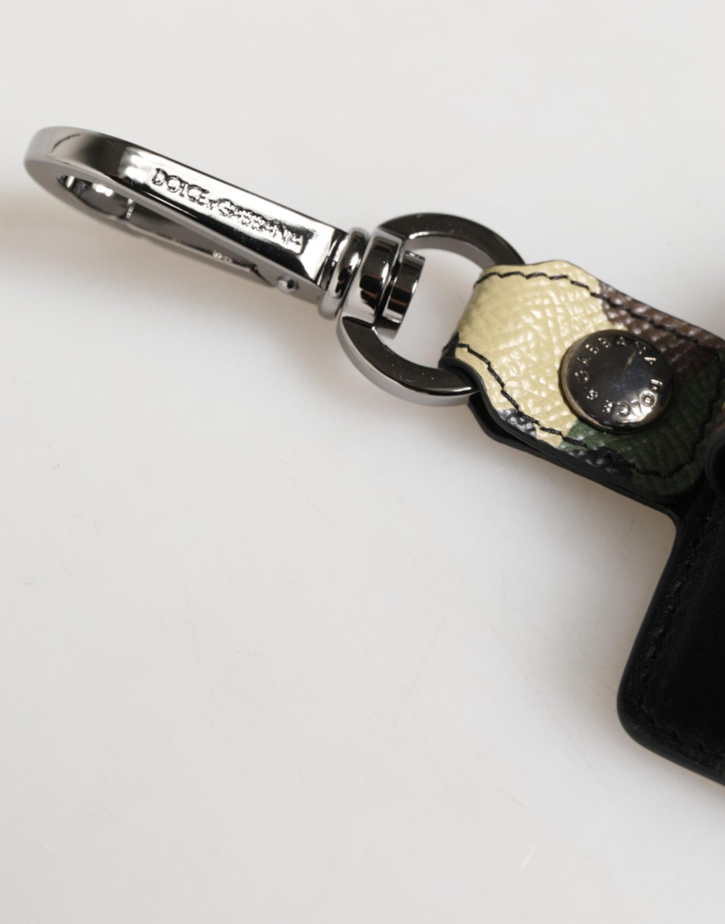 Dolce & Gabbana Multicolor Camouflage Leather Metal Accessory Airpods Case