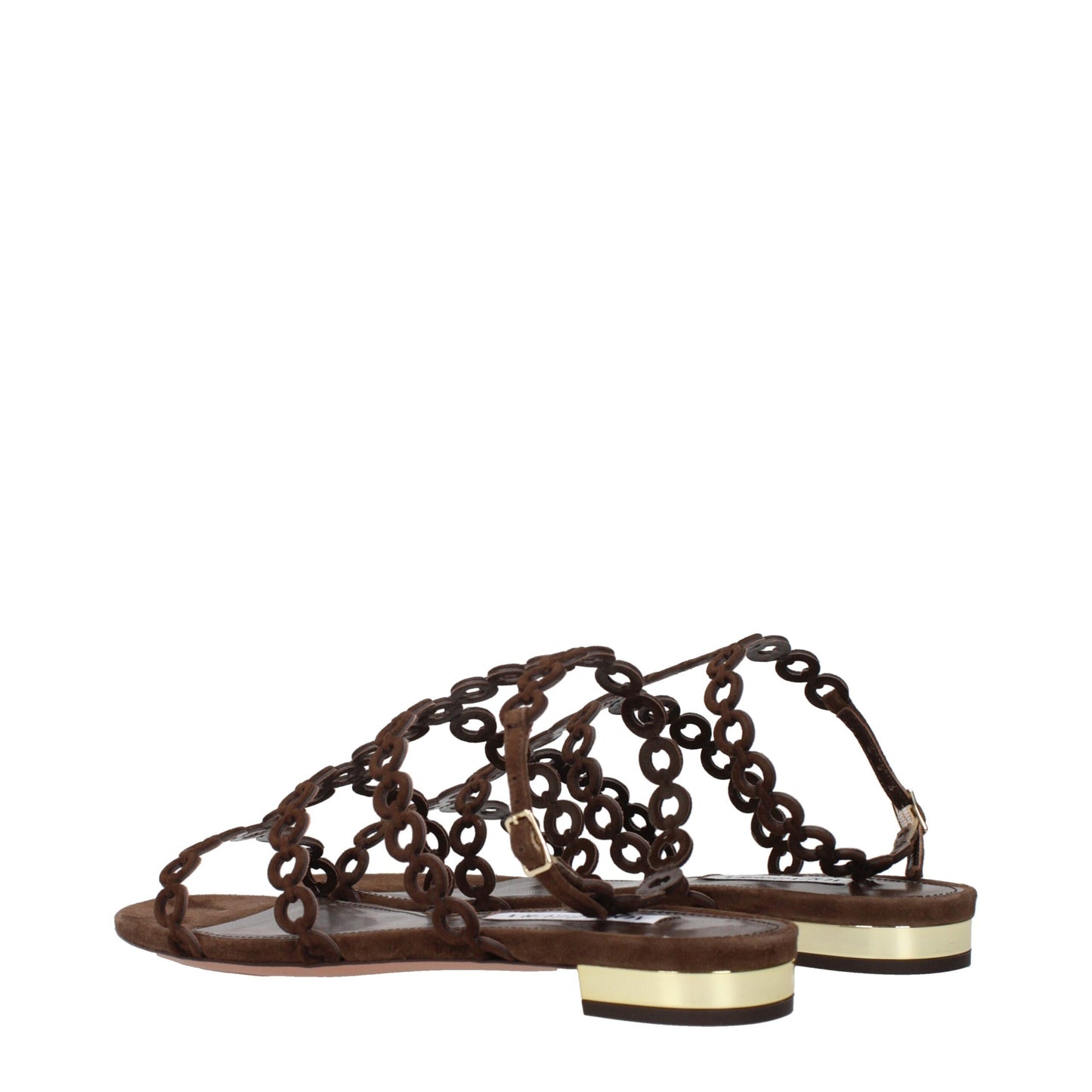 Aquazzura Brown Leather Flat Sandals