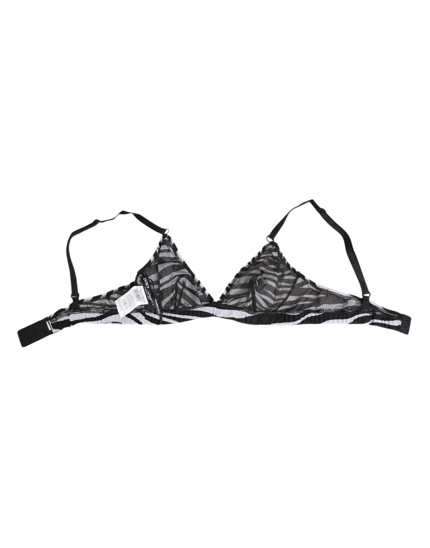 Dolce & Gabbana Black White Zebra Print Sheer Mesh Bralette Underwear