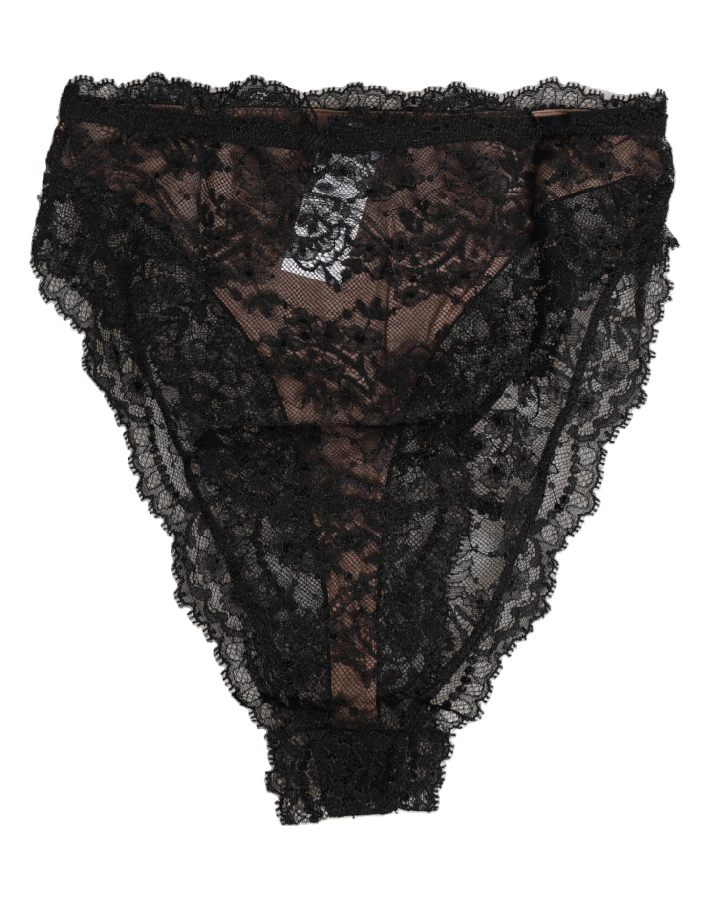 Dolce & Gabbana Black Floral Lace Mesh High Brief Panty Underwear