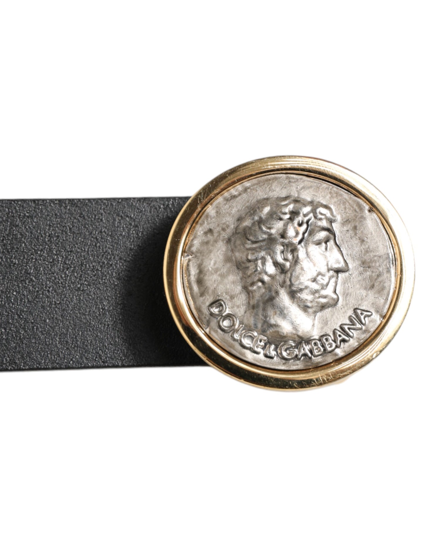 Dolce & Gabbana Black Leather Coin Buckle Classic Men Belt