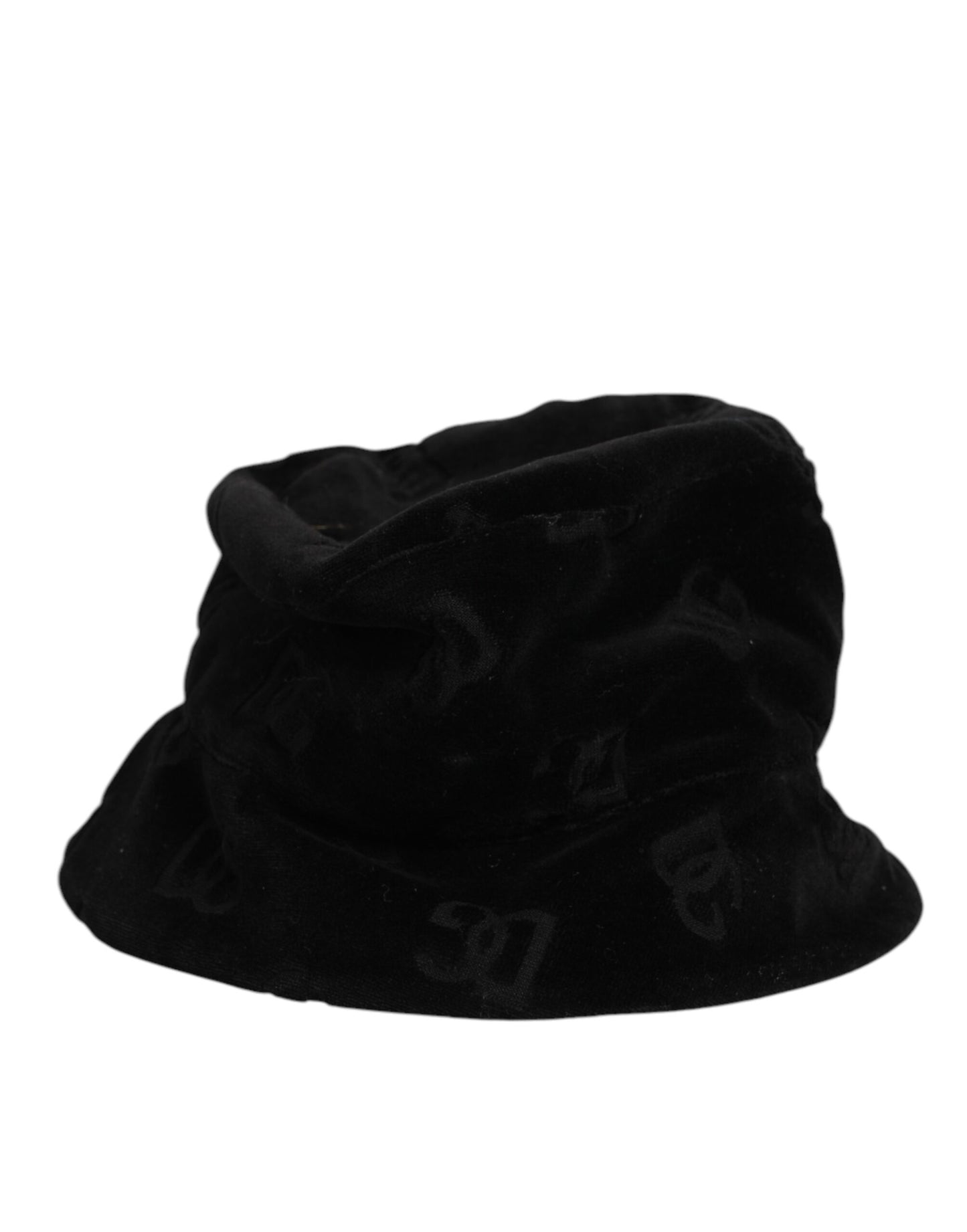 Dolce & Gabbana Black Cotton Suede Bucket Logo Capello Hat