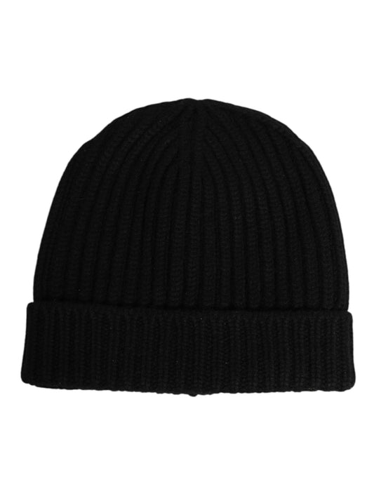 Dolce & Gabbana Black Cashmere Knitted Beanie Capello Men One Size Hat
