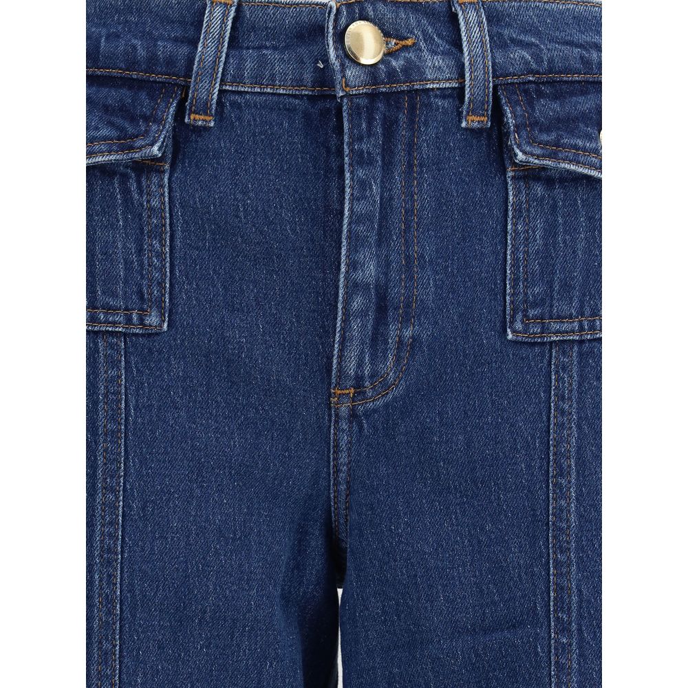 7FOR Blue Cotton High-Waisted Jean