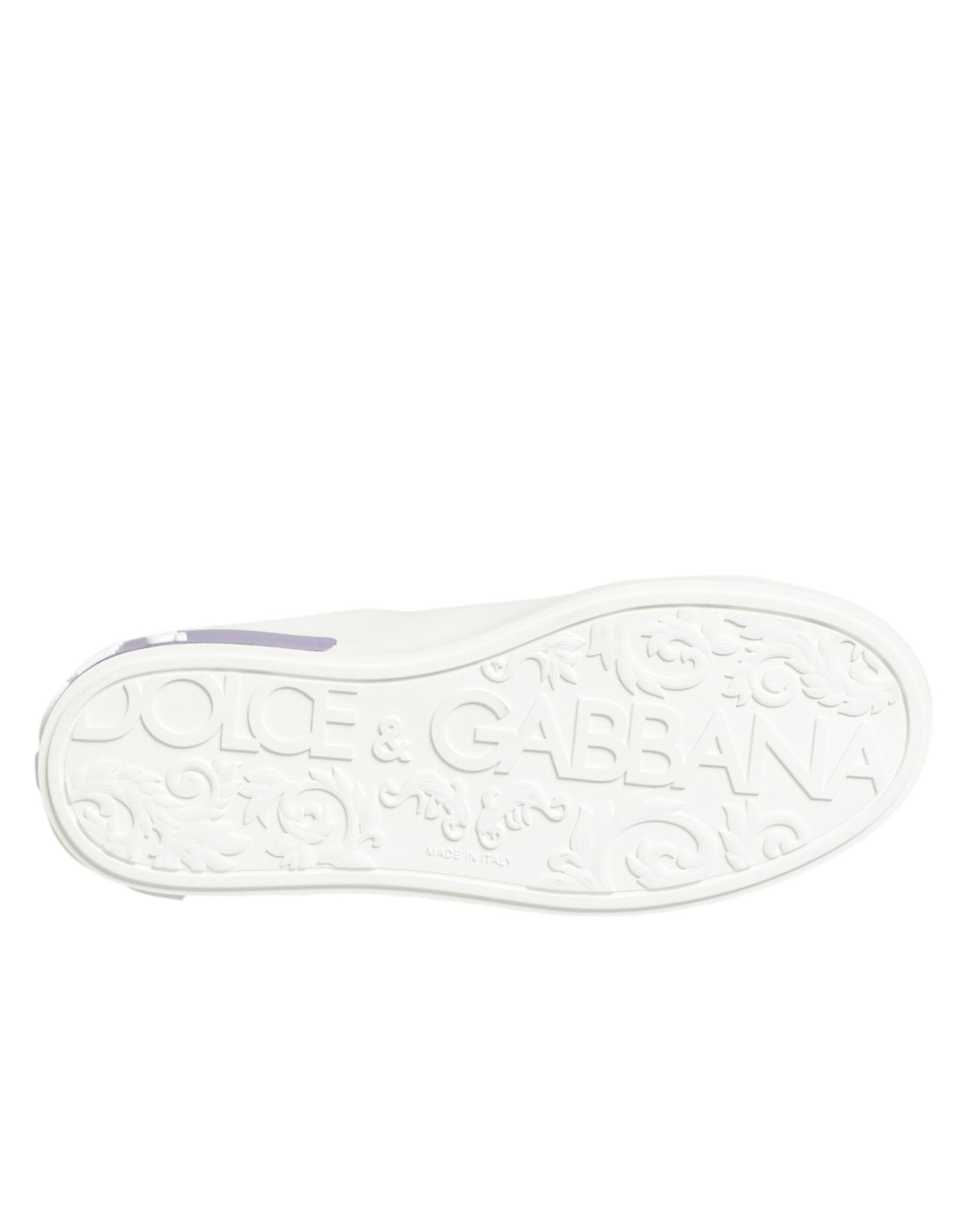 Dolce & Gabbana White Purple Leather Casual Sneakers Shoes