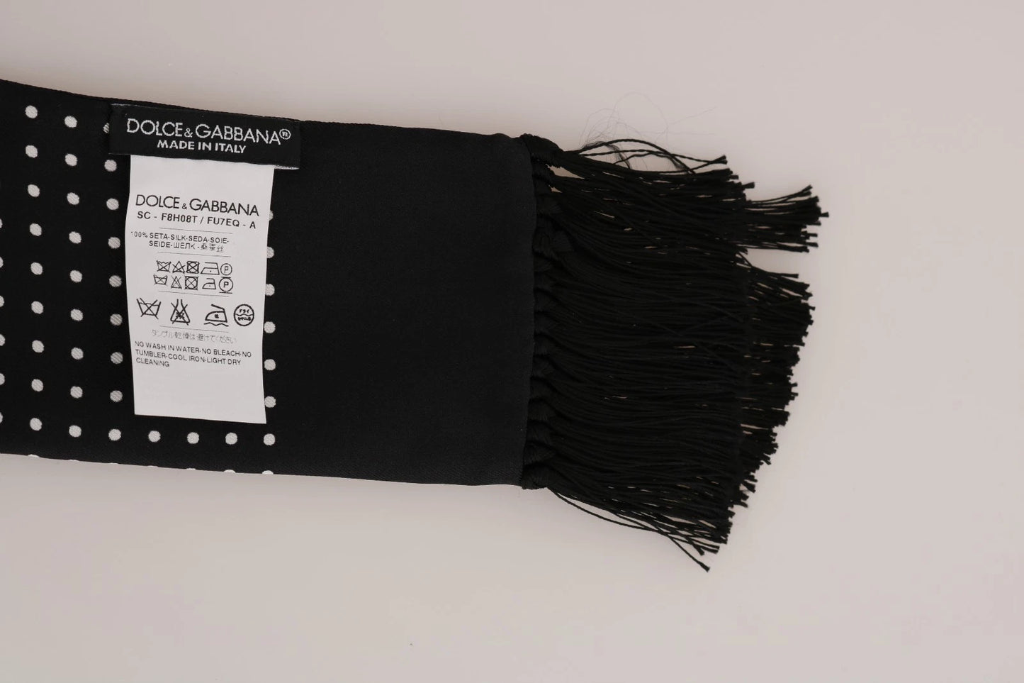 Dolce & Gabbana White Cotton Black Silk Scarf Top T-shirt