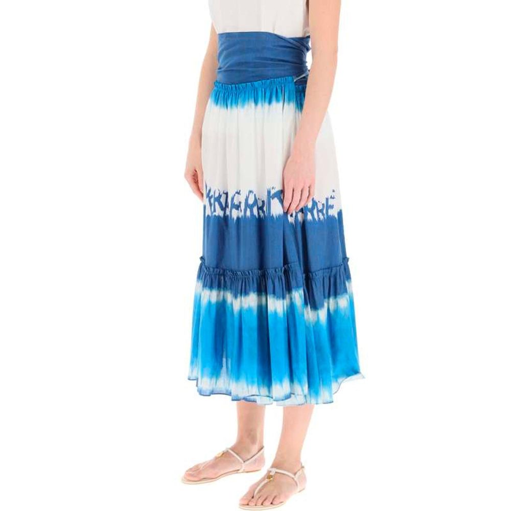 Alberta Ferretti Blue Cotton Midi Skirt