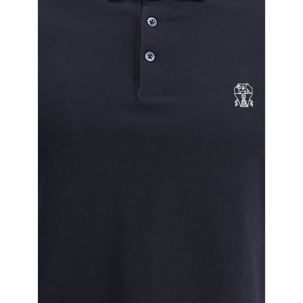 Brunello Cucinelli Blue Cotton Polo Shirt