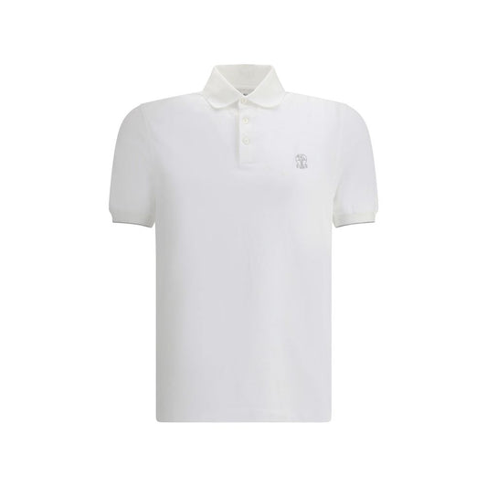 Brunello Cucinelli White Cotton Polo Shirt