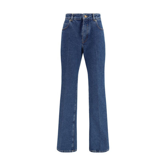 Balmain Blue Cotton Straight-Leg Jeans