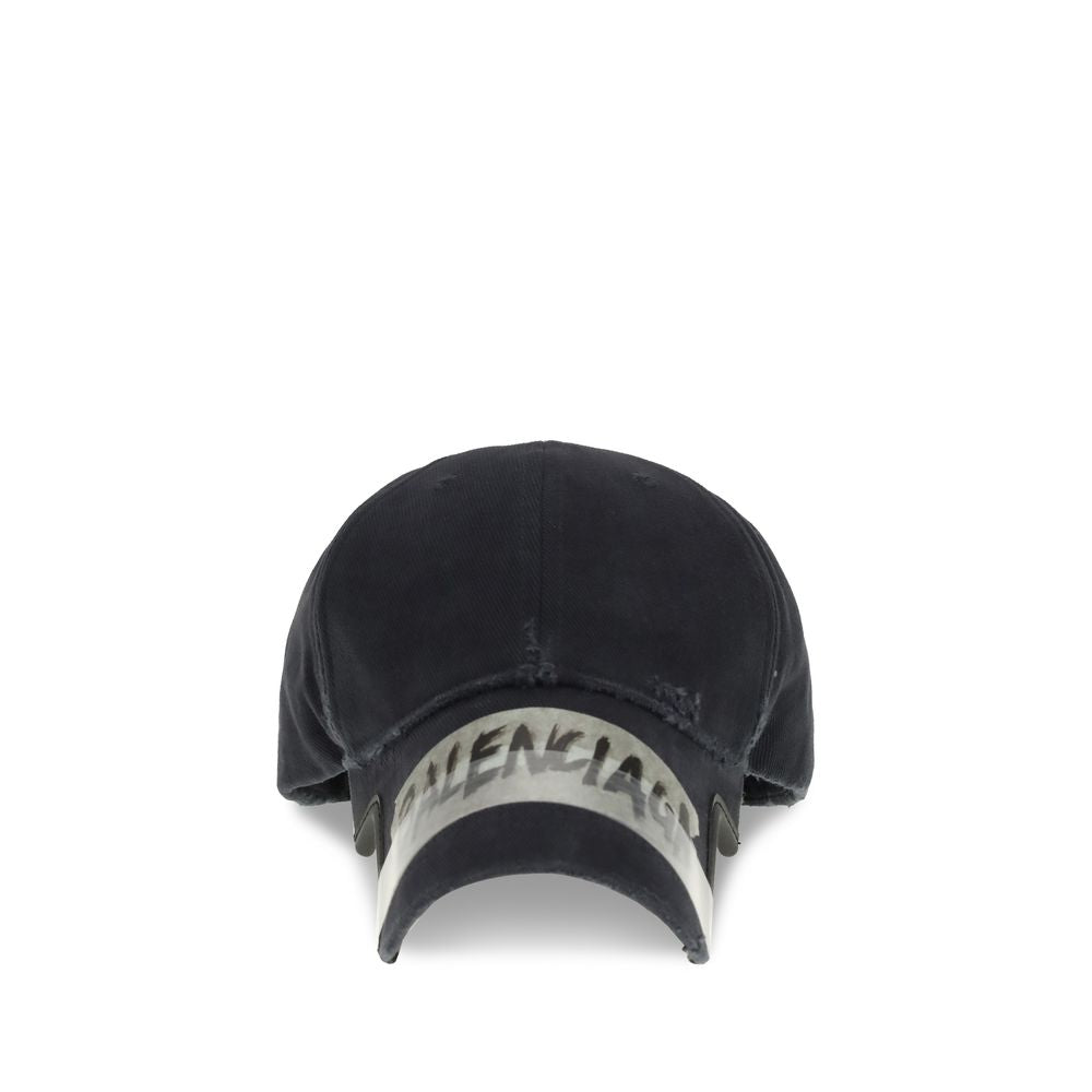 Balenciaga Black Cotton Cap (Baseball Hat)