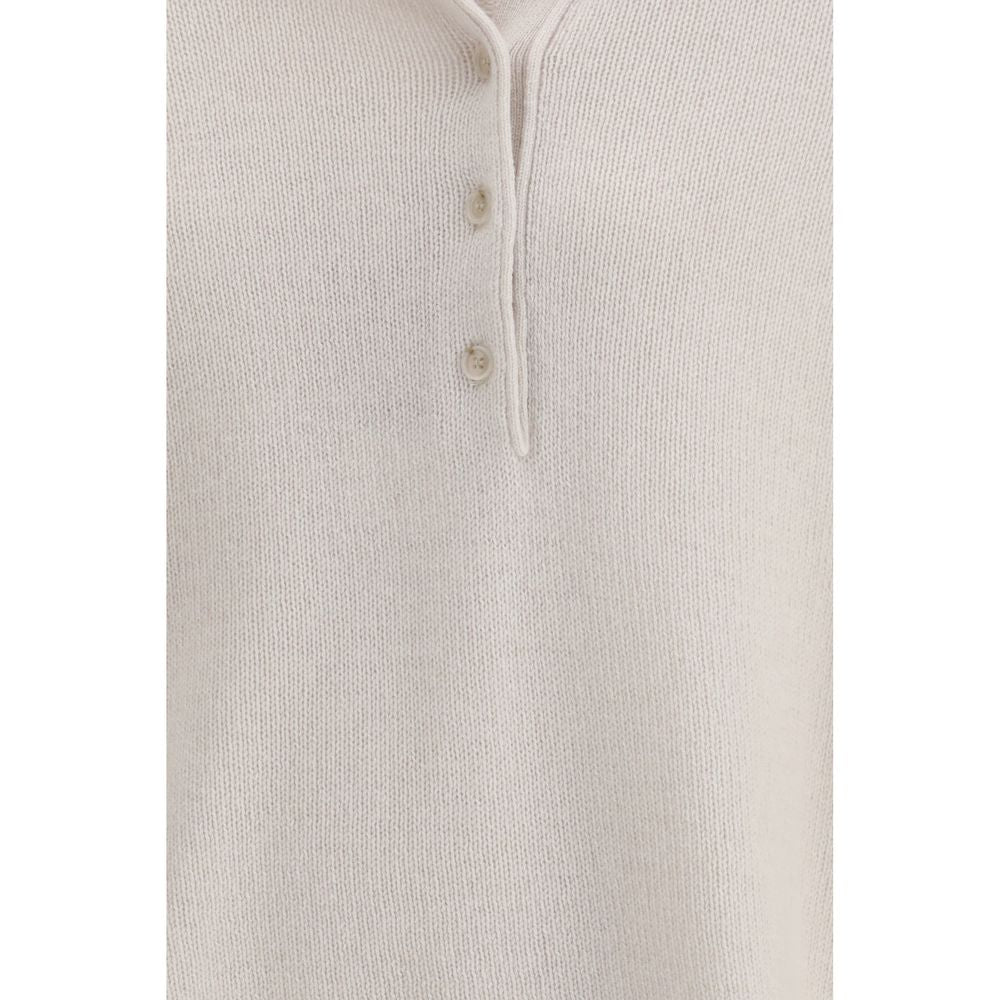 Allude Cream Cashmere Polo Shirt