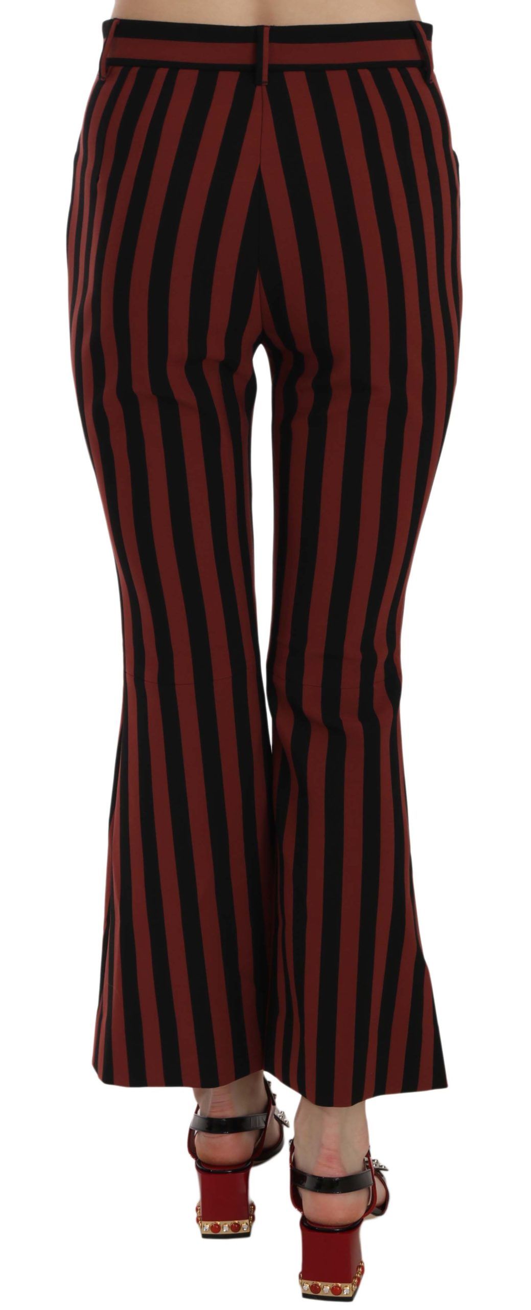 Dolce & Gabbana Black Amaranth Stripe Cropped Flared Pants