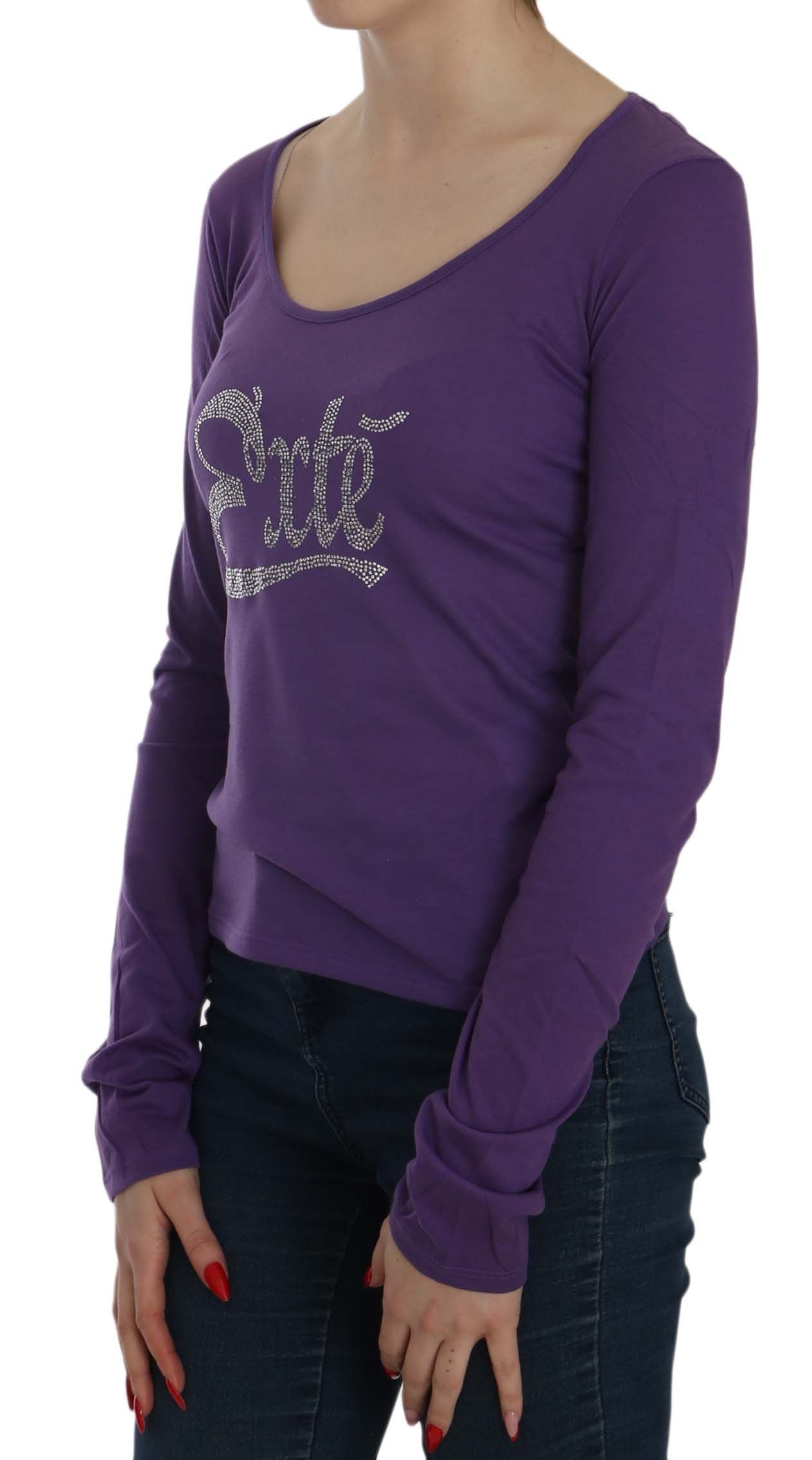 Exte Purple Crystal Embellished Long Sleeve Casual Top