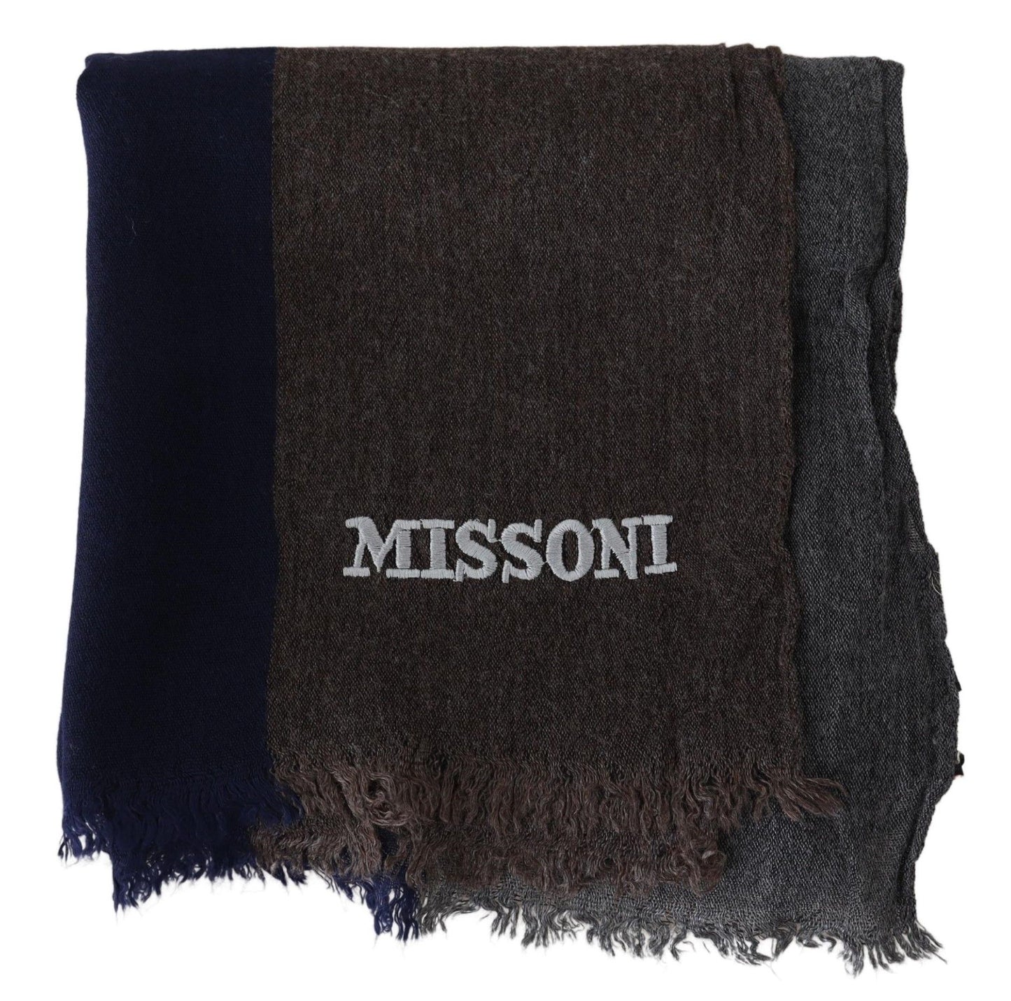 Missoni Multicolor Striped Wool Unisex Wrap Fringes Scarf