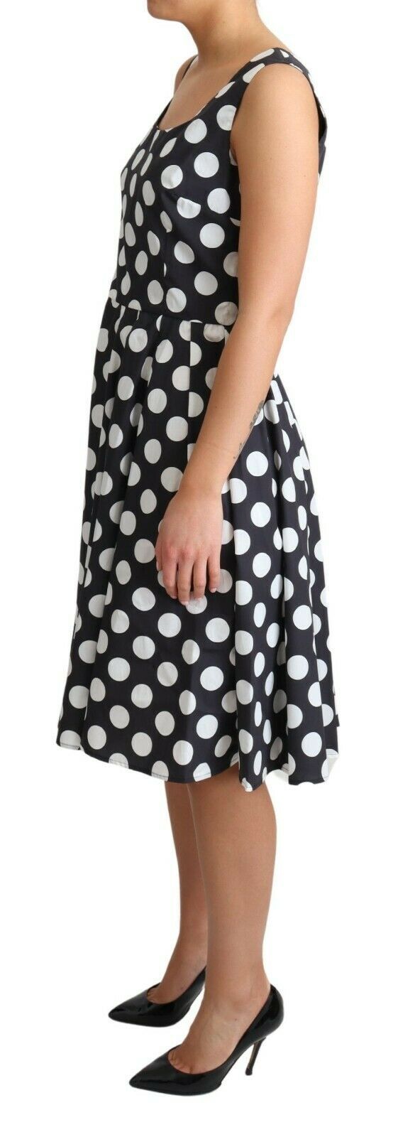 Dolce & Gabbana Black Polka Dotted Cotton A-Line Dress