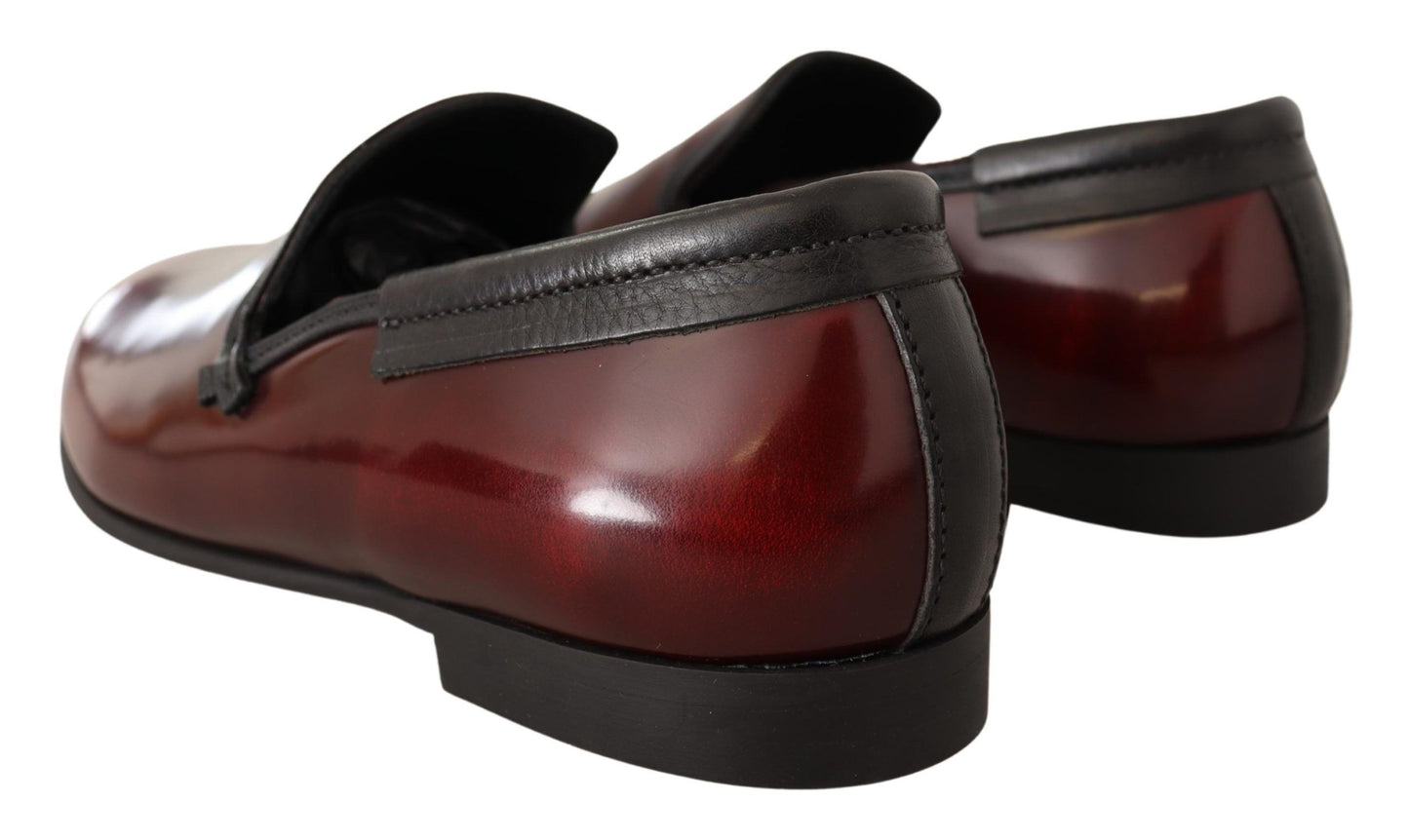 Dolce & Gabbana Bordeaux Patent Leather Dress Loafers Shoes